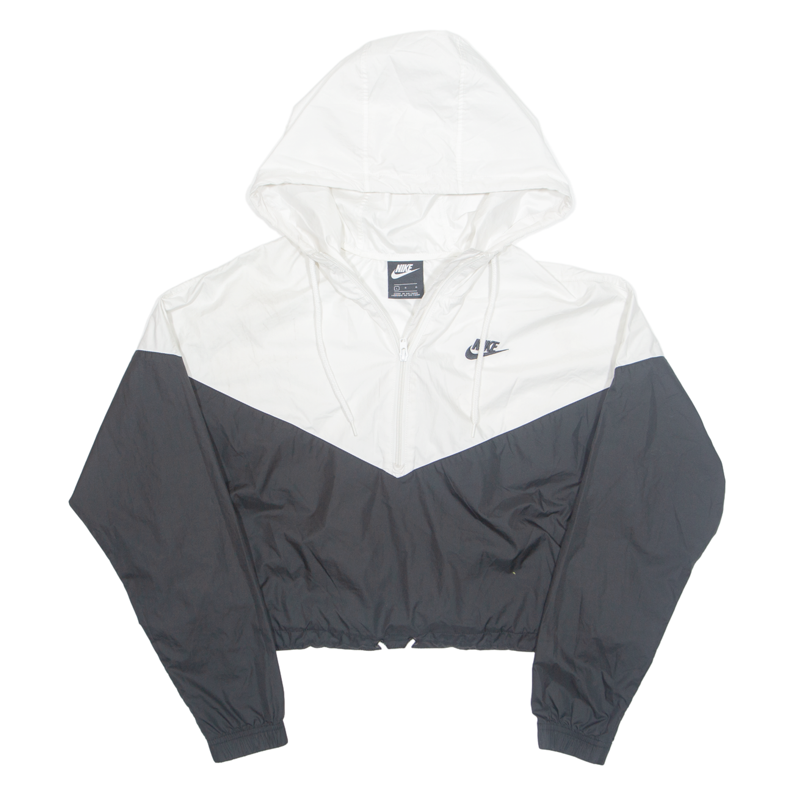 NIKE Cropped 1/2 zip Womens Windbreaker Jacket Black Hooded Colourblock L Refurbished - N/A refurbished available on Cerqular
