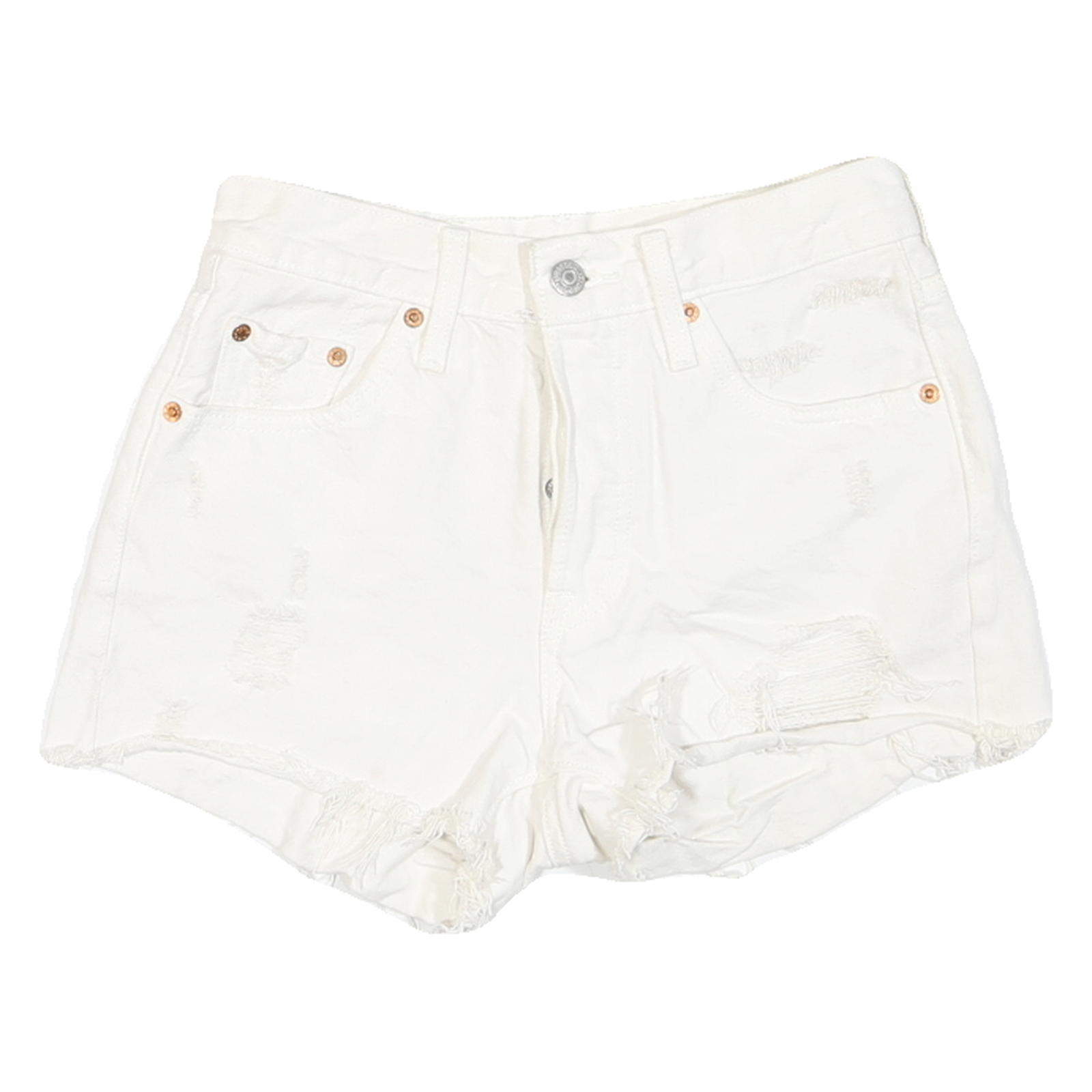 LEVI'S Womens White Denim Distressed Shorts S W24 Casual Summer Fashion Refurbished - N/A refurbished available on Cerqular
