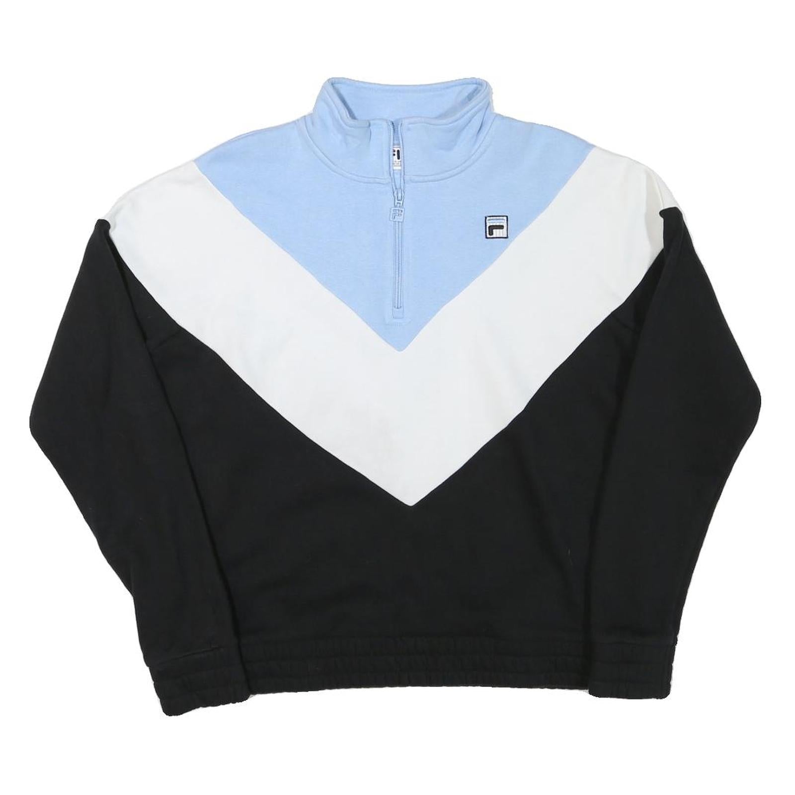 FILA Womens Blue White & Black Sweatshirt Half Zip L Sporty Retro Track Top Refurbished - N/A refurbished available on Cerqular