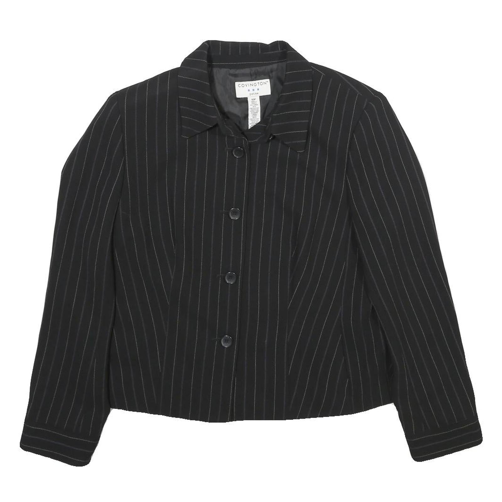 Buy COVINGTON Womens Black Pinstripe Jacket Button UK 12 Polyester Blend Classic Refurbished - $48.09 COVINGTON Womens Black Pinstripe Jacket Button UK 12 Polyester Blend Classic Refurbished - N/A refurbished available on Cerqular