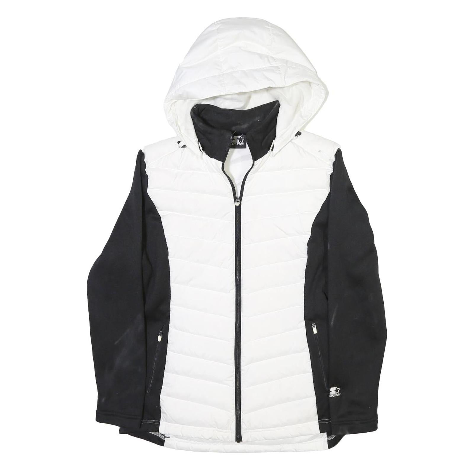STARTER Womens White & Black Lightweight Zip Jacket M Polyester Blend Sport Refurbished - N/A refurbished available on Cerqular