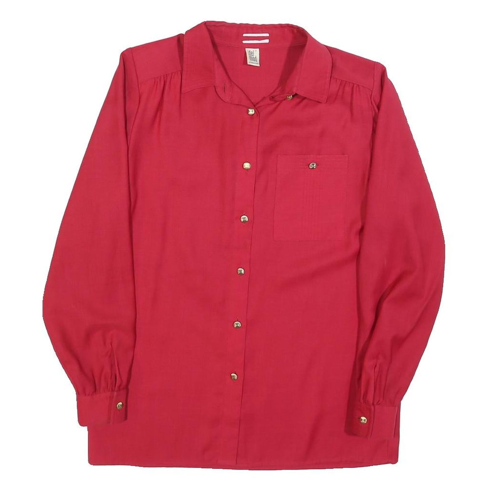 DELMOD Womens Red Shirt Long Sleeve Collared Plain M Elegant Classic Refurbished - N/A refurbished available on Cerqular
