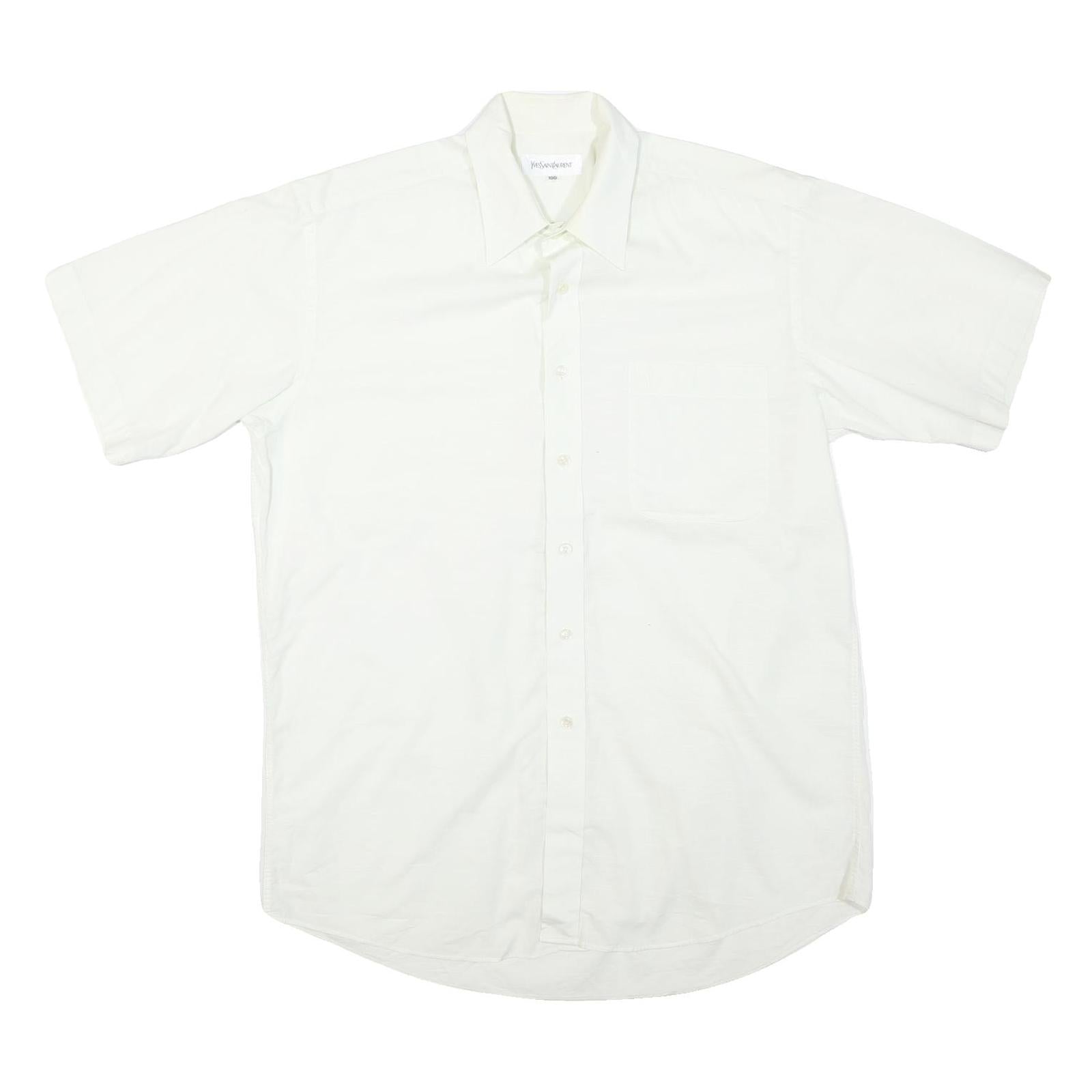 YVES SAINT LAURENT Mens White Regular Fit Short Sleeve Shirt L Cotton Blend Refurbished - N/A refurbished available on Cerqular