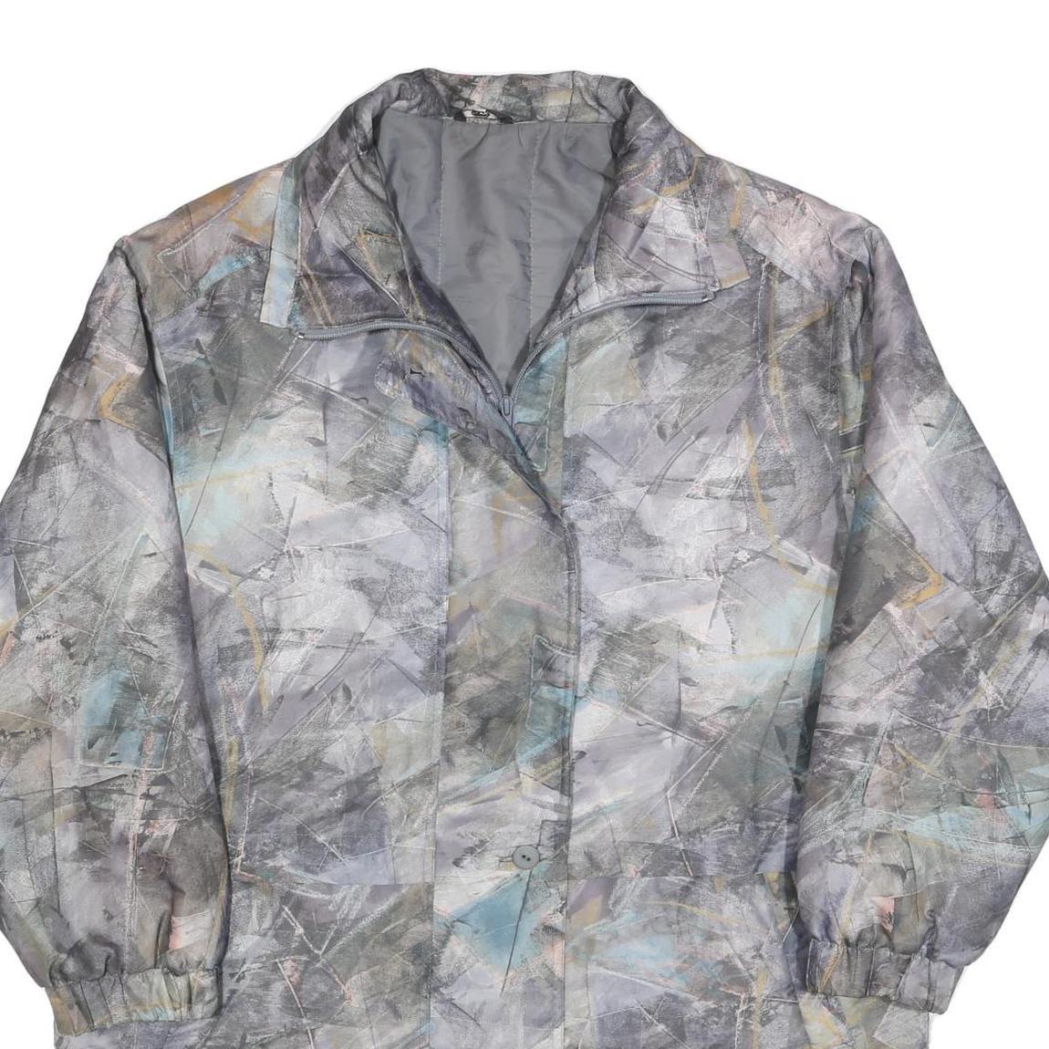 Buy Womens Grey Abstract Print Zip Jacket L Polyester Blend Casual Lightweight Refurbished - $37.69 Womens Grey Abstract Print Zip Jacket L Polyester Blend Casual Lightweight Refurbished - N/A refurbished available on Cerqular