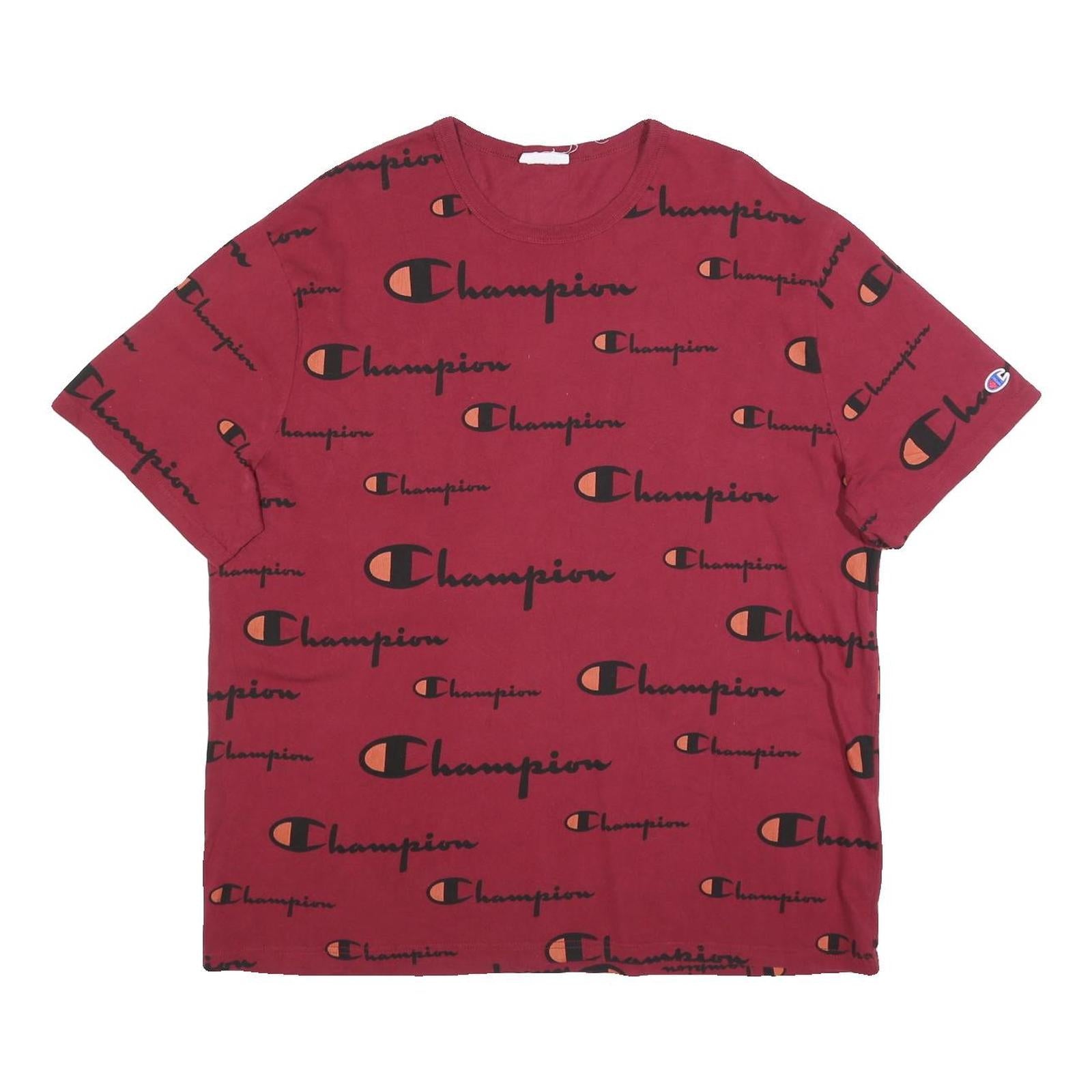 CHAMPION Mens Red & Orange Graphic T-Shirt XL Short Sleeve Crew Neck Logo Print Refurbished - N/A refurbished available on Cerqular