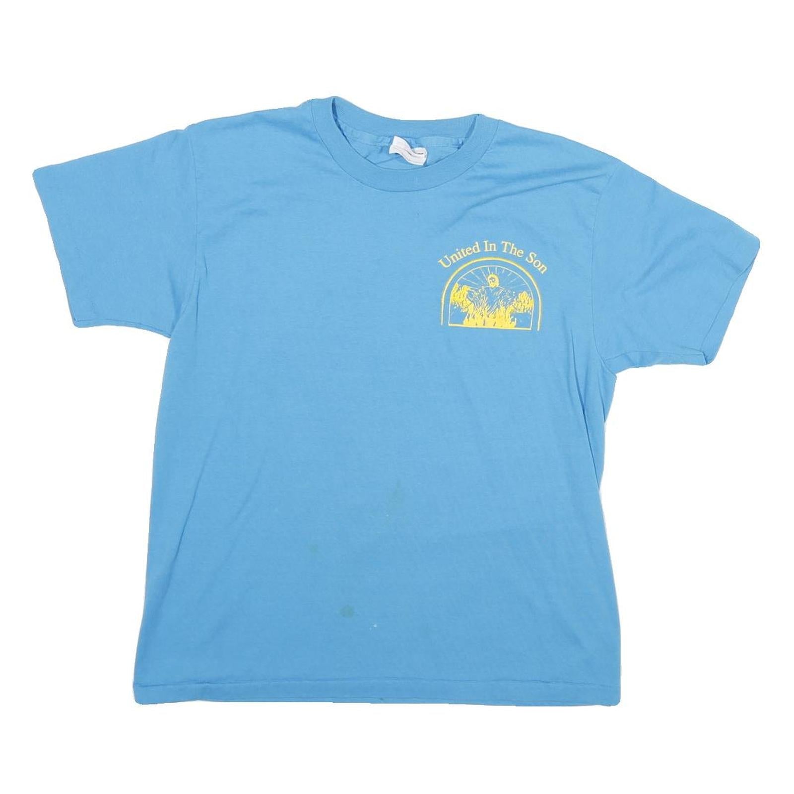 HANES Womens Blue United In The Son Graphic T-Shirt M Short Sleeve Crew Neck Refurbished - N/A refurbished available on Cerqular