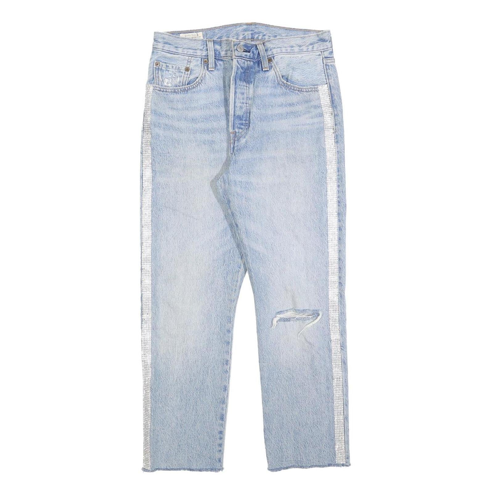 LEVI'S 501 Womens Jeans Blue Regular Straight Denim Light W28 L26 Button Fly Refurbished - N/A refurbished available on Cerqular