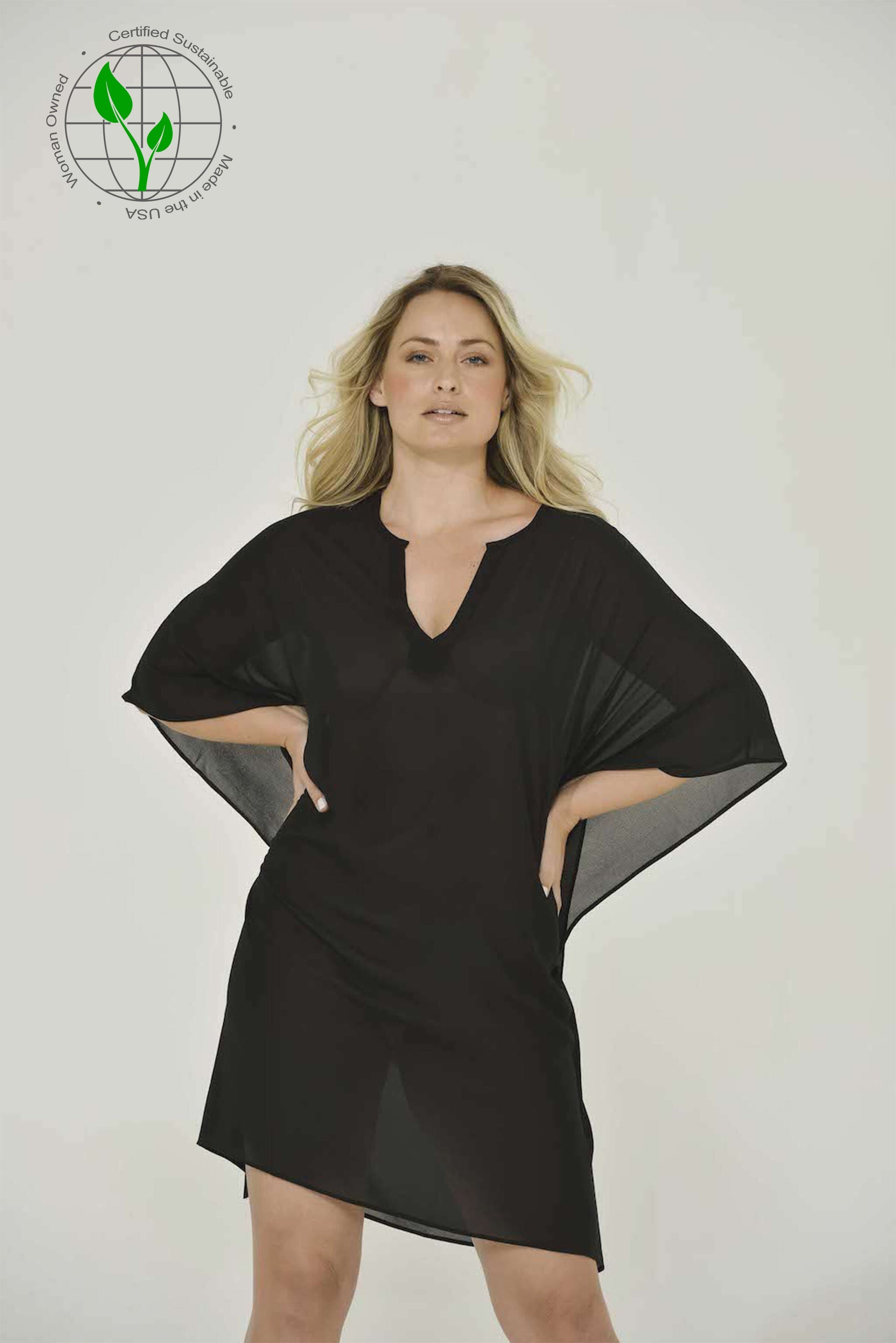 Black Tunic Caftan Dress | Size: XL | Color: black Refurbished - N/A (Intention Fashion is not a well-known brand) refurbished available on Cerqular