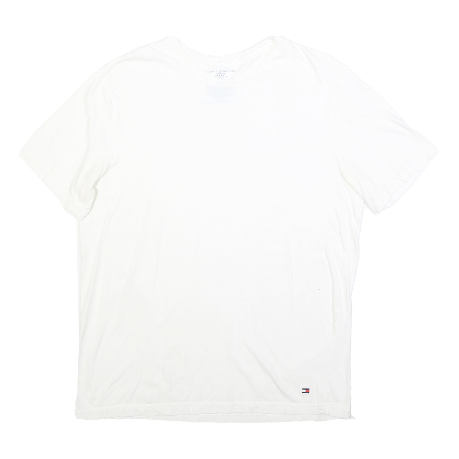 TOMMY HILFIGER Mens White XL Plain T-Shirt Short Sleeve Crew Neck Cotton Blend Refurbished - N/A refurbished available on Cerqular