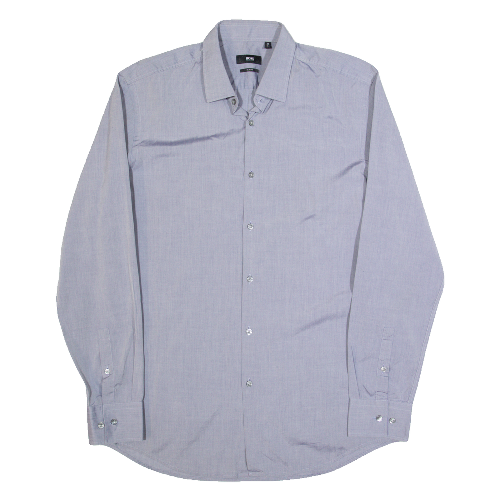 HUGO BOSS Slim Fit Mens Plain Shirt Blue Long Sleeve M Refurbished - N/A refurbished available on Cerqular