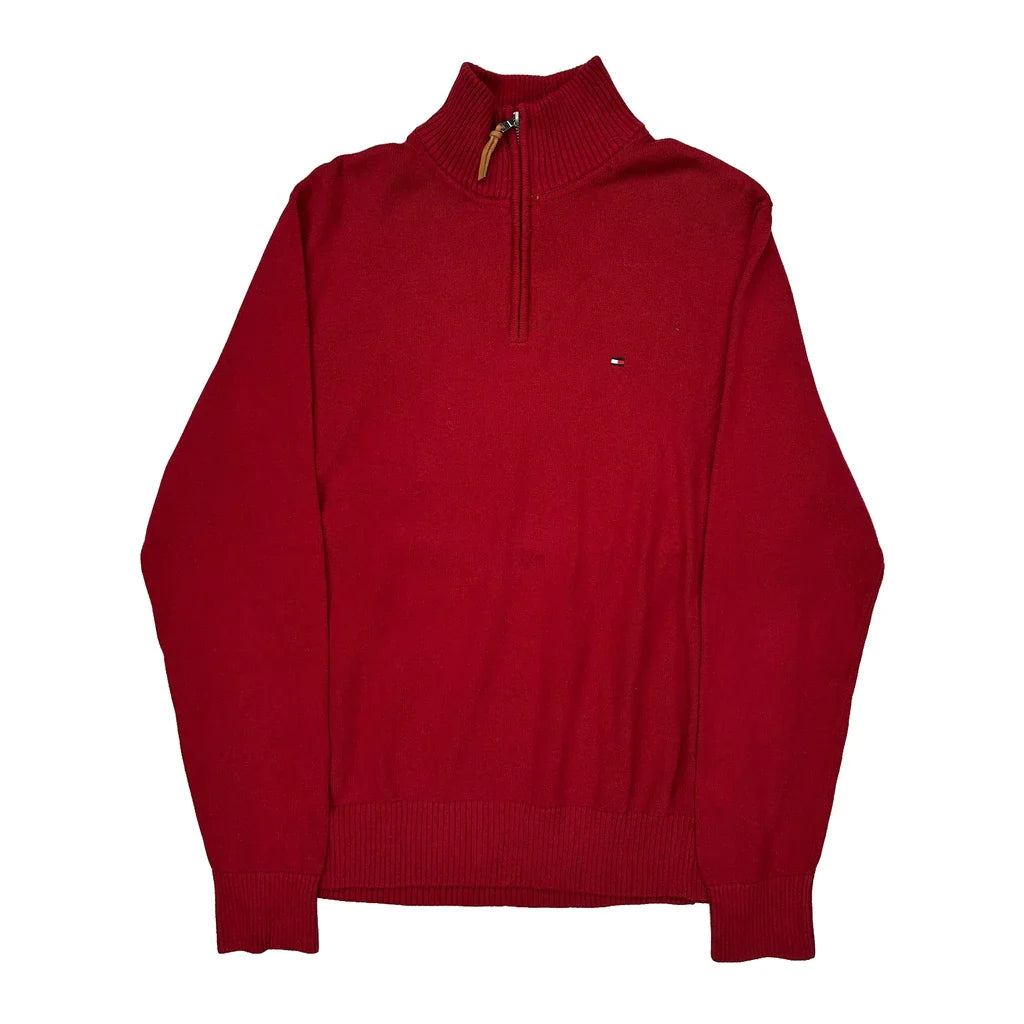Tommy Hilfiger Jumper - Large Red Cotton Refurbished - Thrifted (note: this is a term often used to describe second- refurbished available on Cerqular
