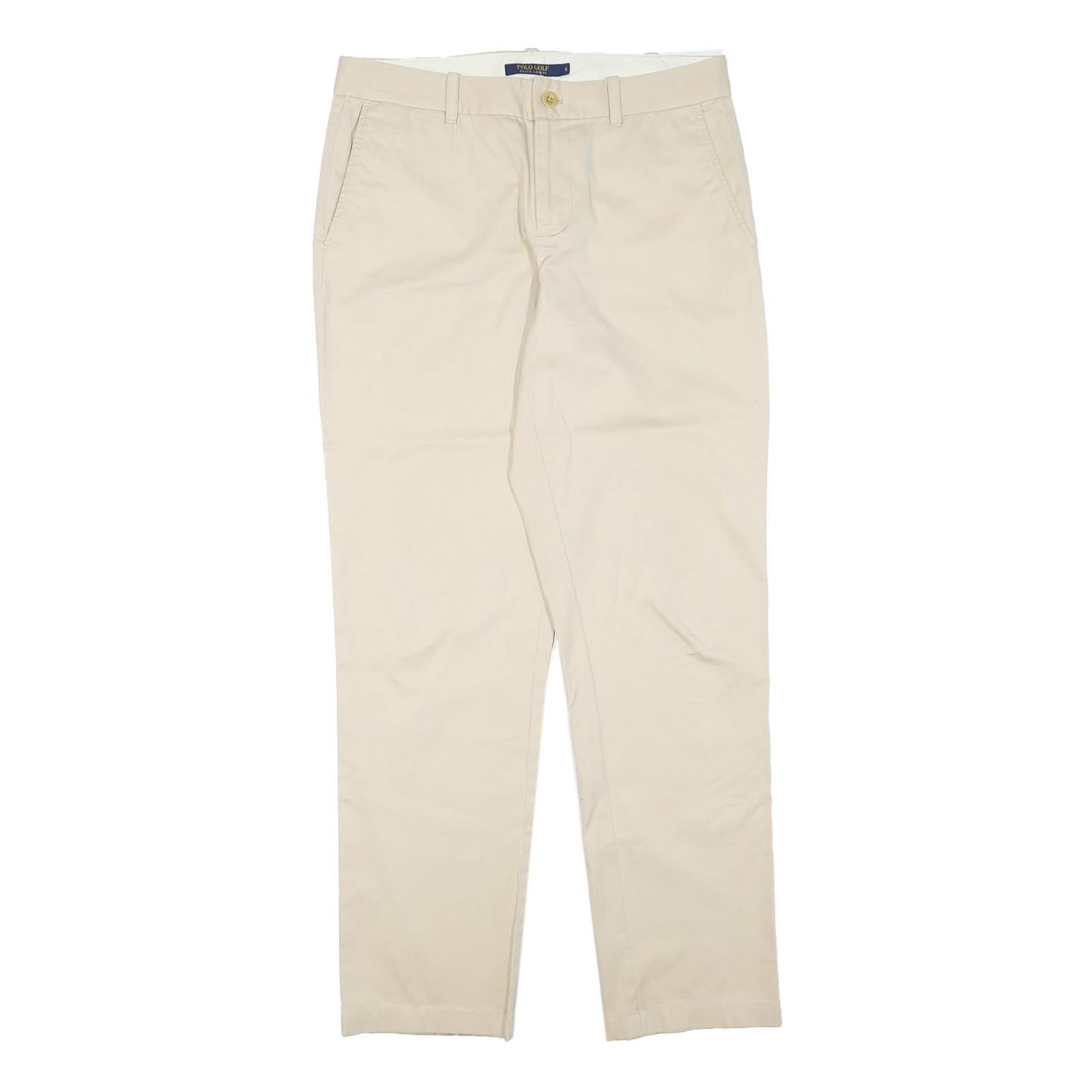 POLO RALPH LAUREN Womens Cotton Blend Beige Regular Straight Trousers W32 L31 Refurbished - N/A refurbished available on Cerqular
