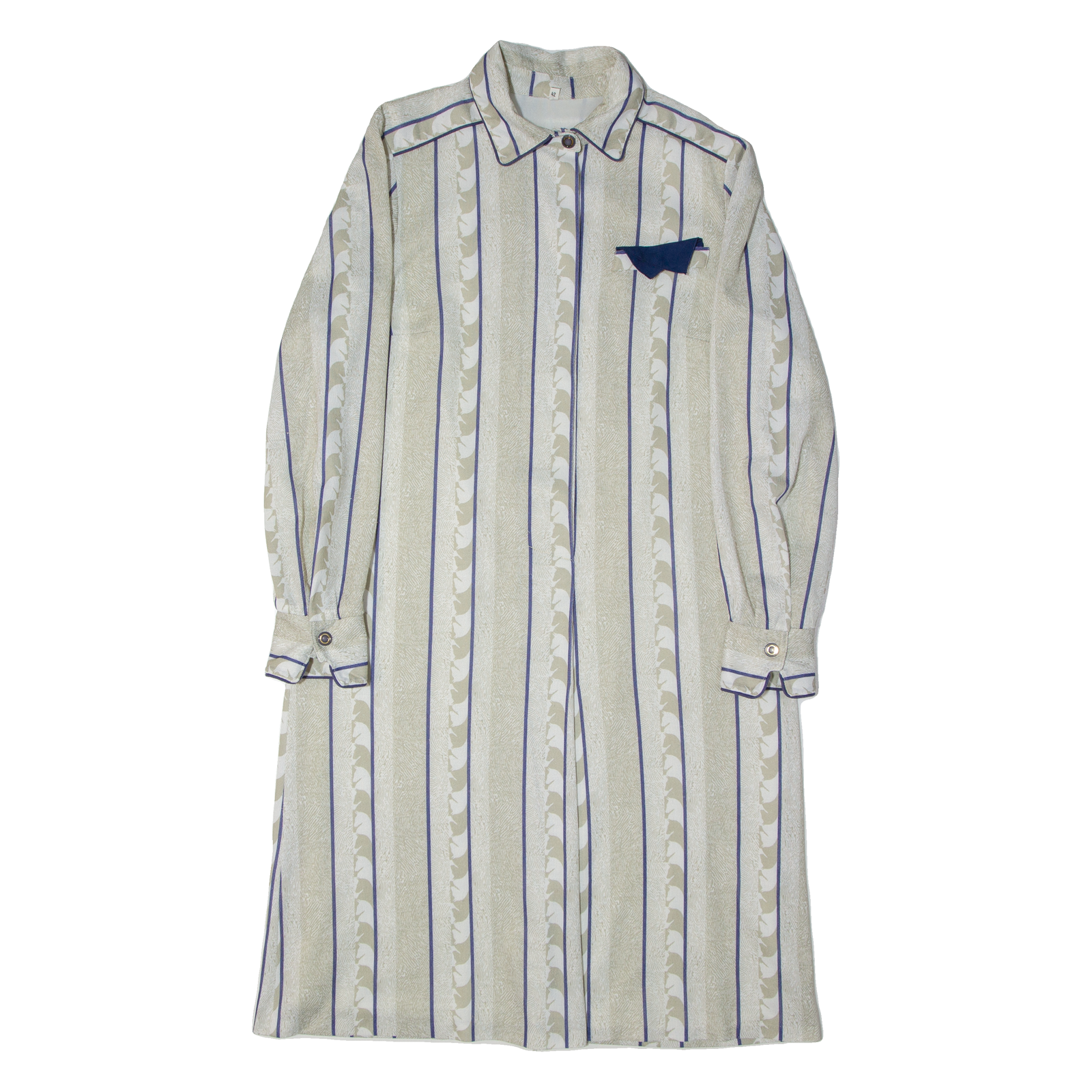 Womens Shift Dress Beige Striped Long Sleeve Midi M Refurbished - N/A refurbished available on Cerqular