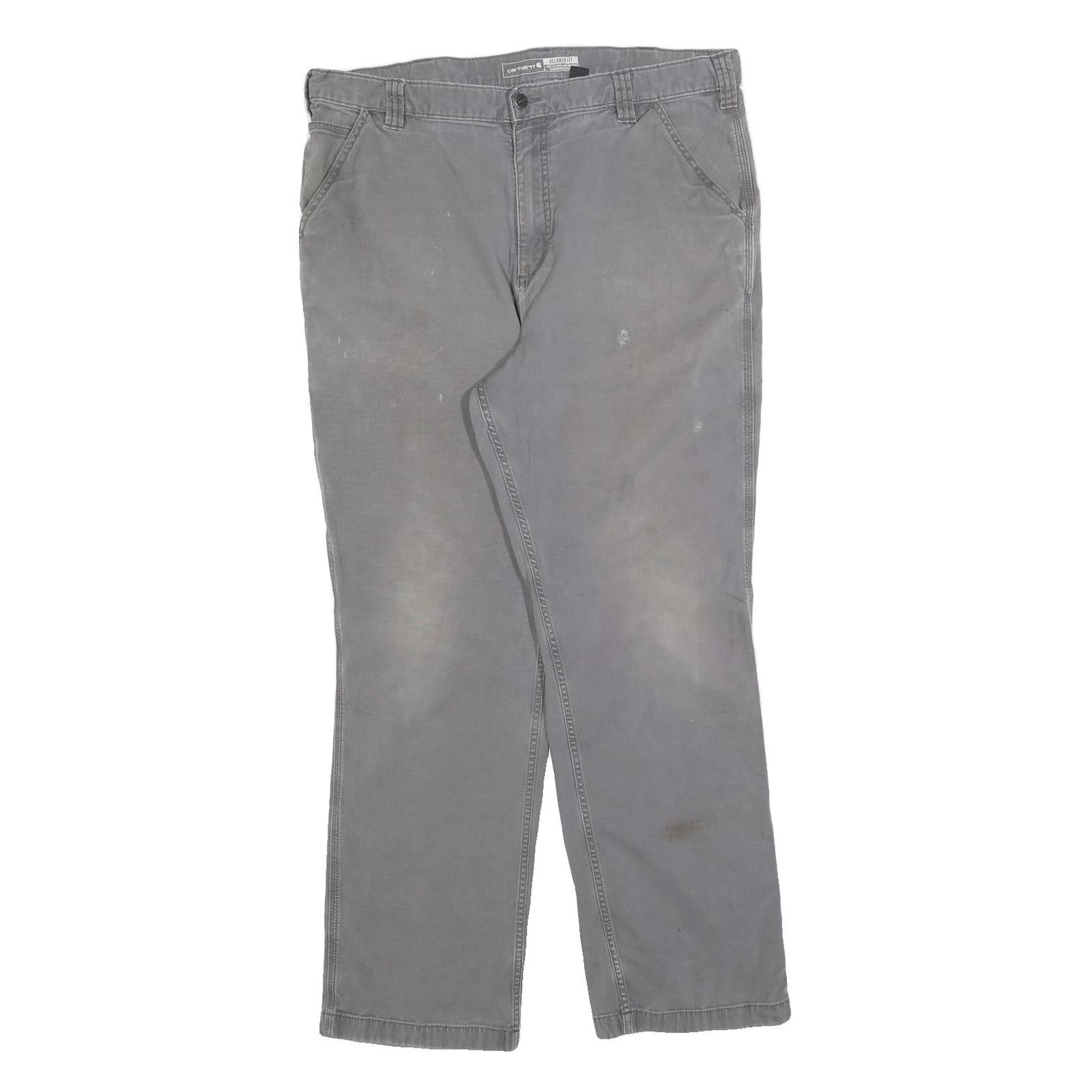 CARHARTT Mens Relaxed Grey Workwear Cotton Blend Trousers W38 L30 Durable Zip Refurbished - N/A refurbished available on Cerqular
