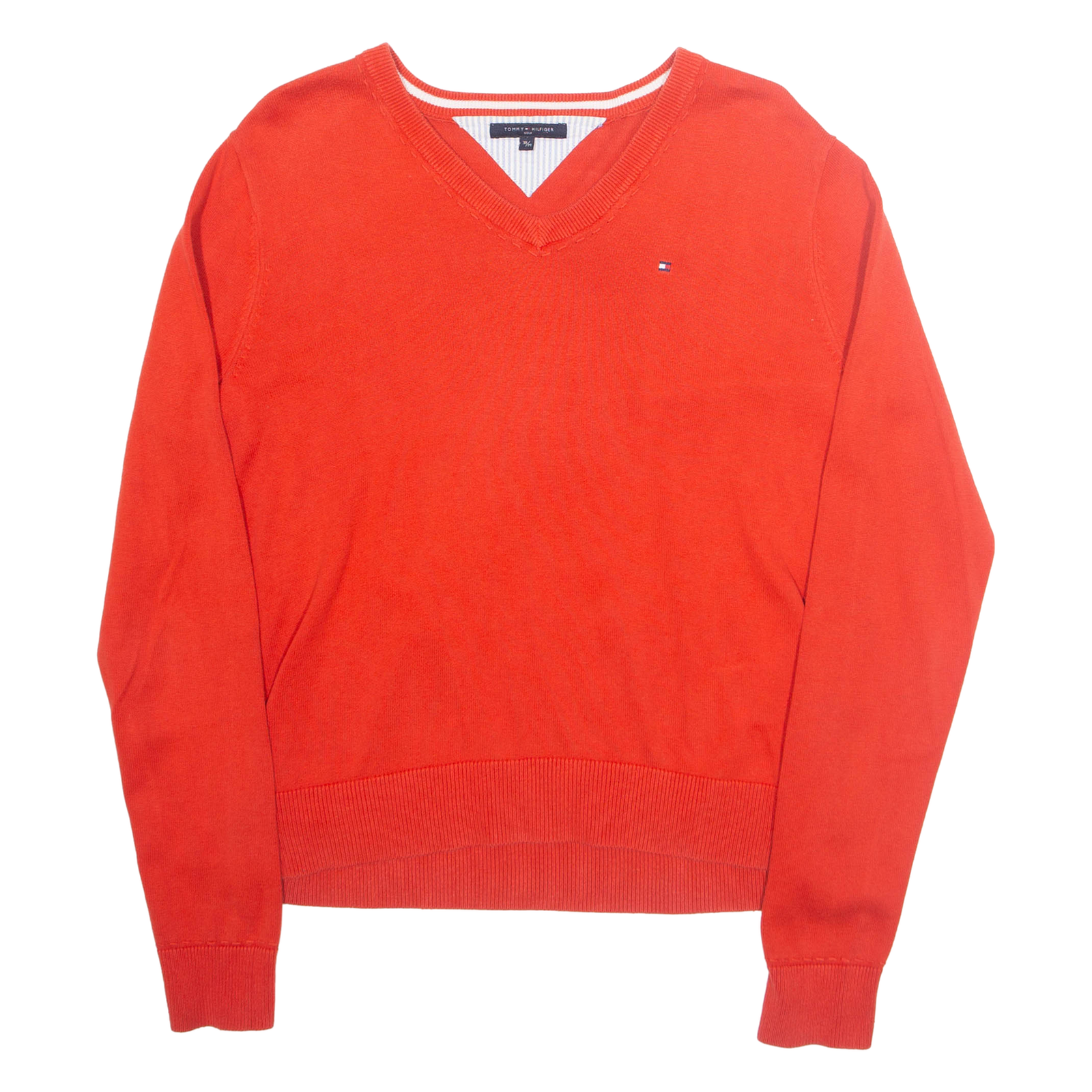 TOMMY HILFIGER GOLF Womens Jumper Orange V-Neck Tight Knit M Refurbished - N/A refurbished available on Cerqular