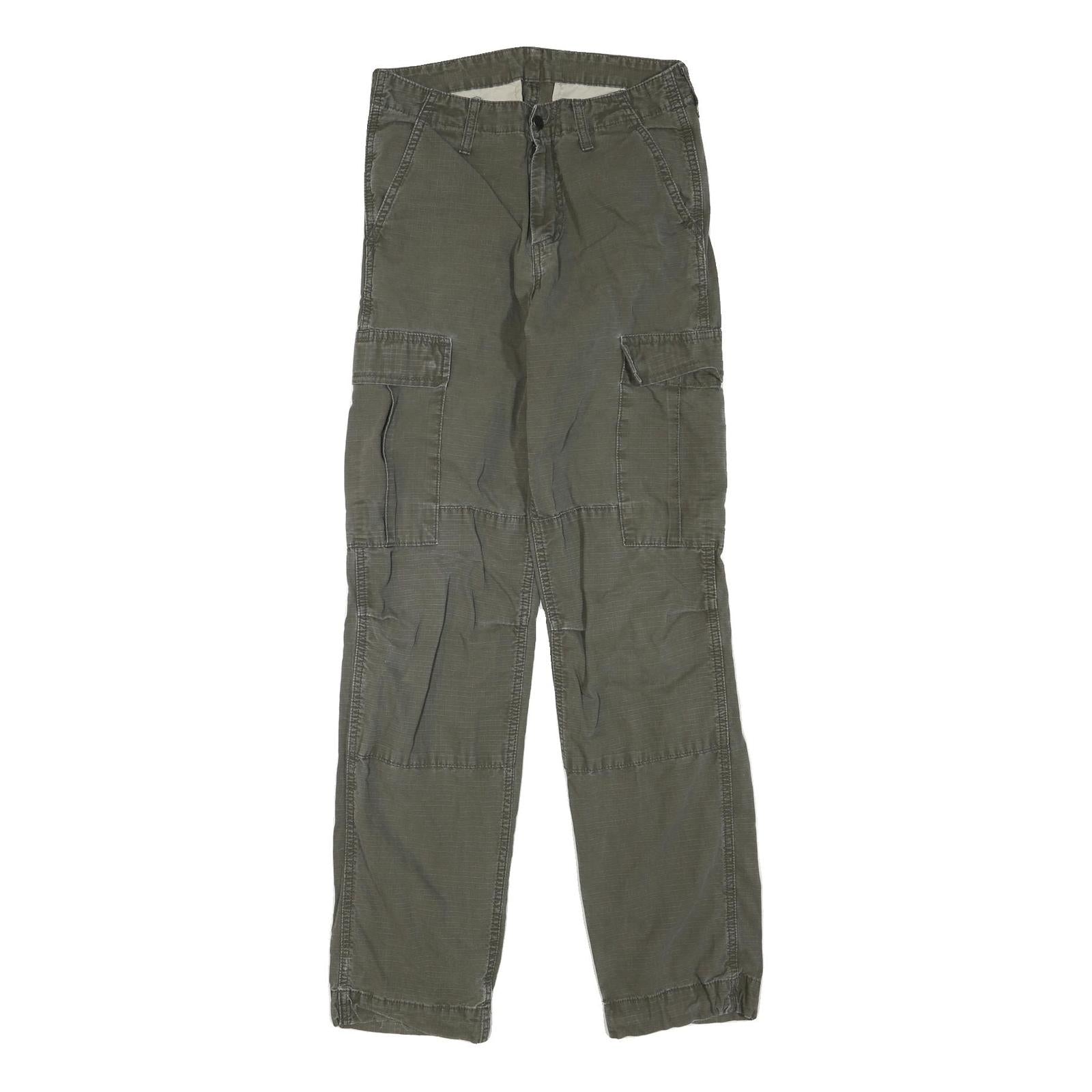 CARHARTT Mens Cotton Blend Green Regular Cargo Trousers W28 L32 Workwear Pockets Refurbished - N/A refurbished available on Cerqular