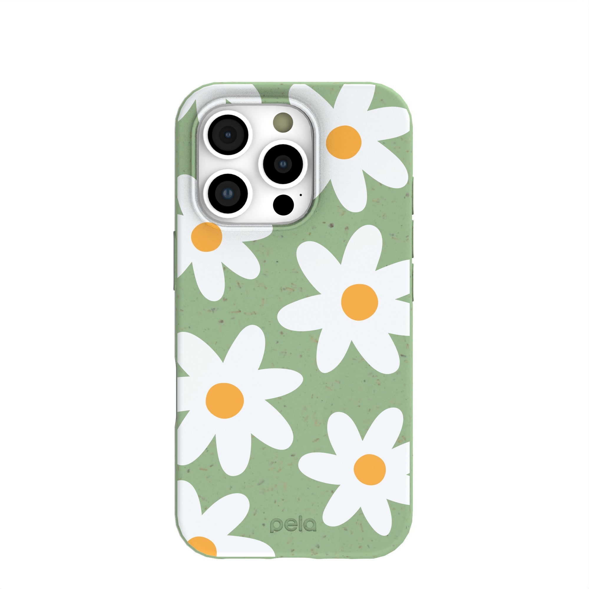 Sage Green Daisy iPhone 16 Pro Case Refurbished - Pela Case refurbished available on Cerqular