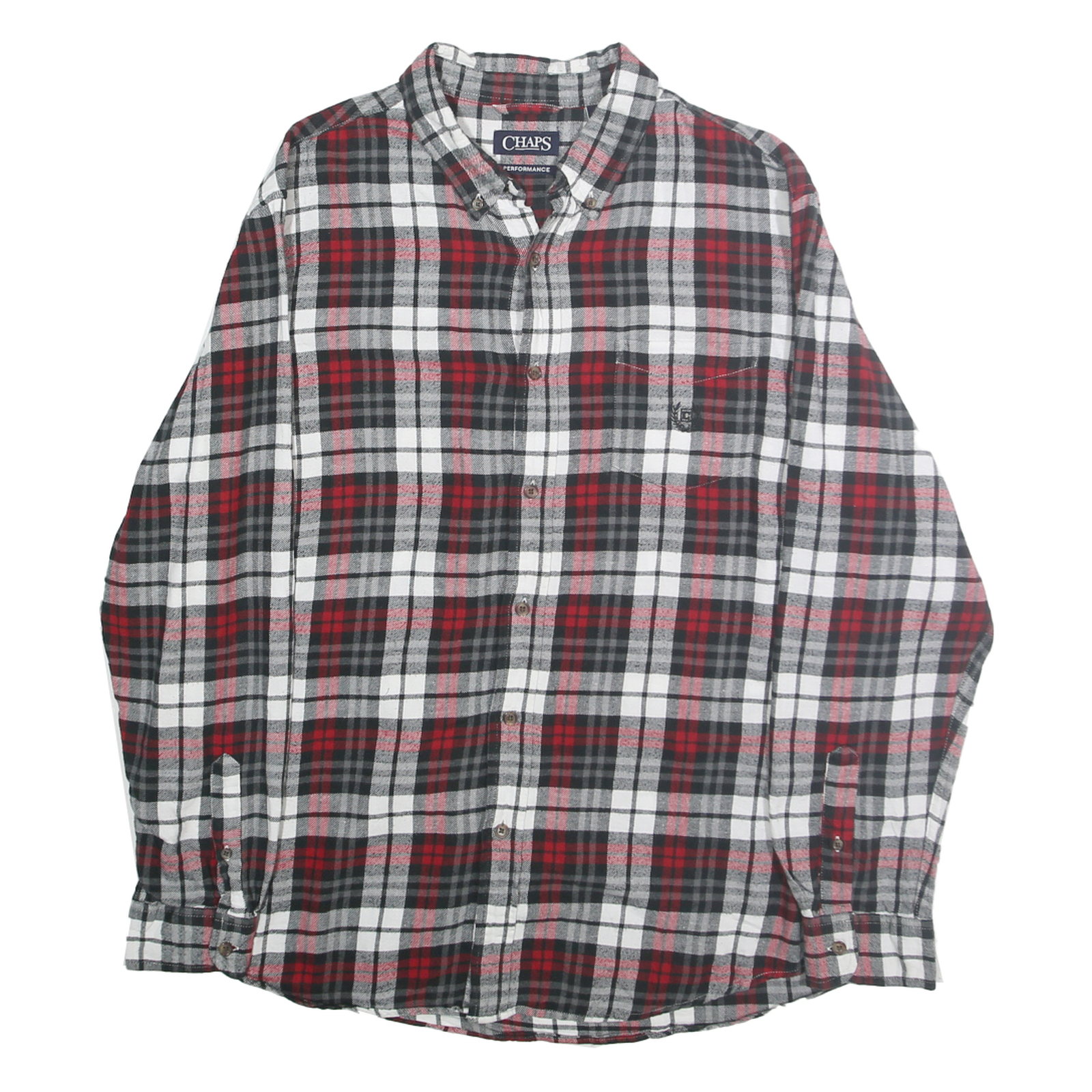 CHAPS Mens Red Black & White Check Shirt L Casual Cotton Buttoned Pocket Refurbished - N/A refurbished available on Cerqular