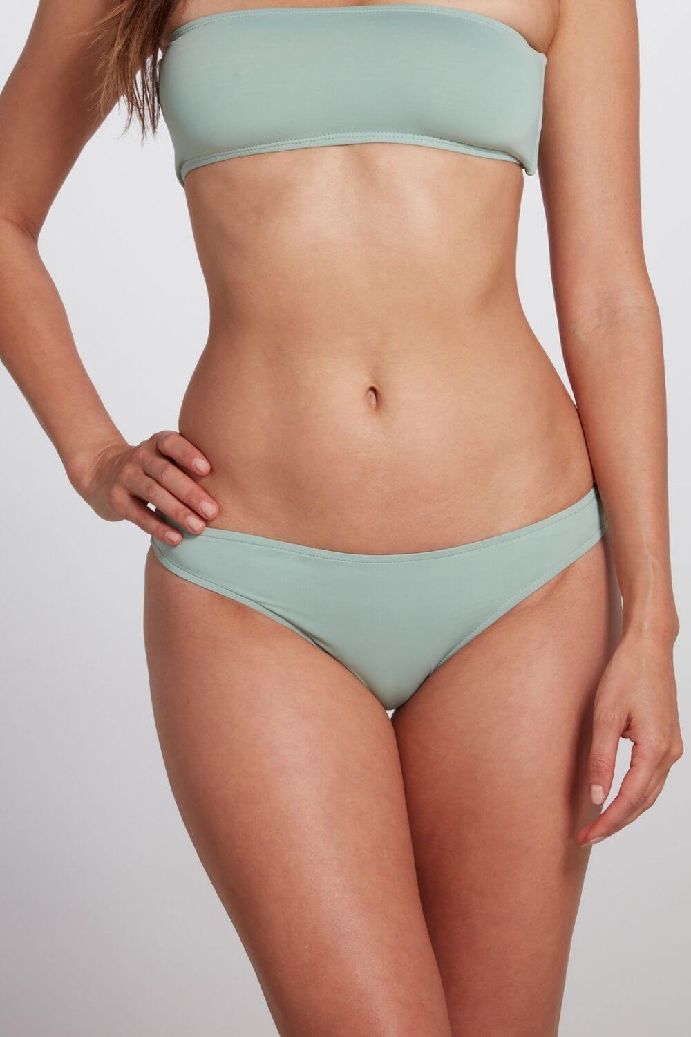 Jenna Classic Brief Bikini Bottom in Sage Green | Size: Small Refurbished - Sauipe Swim refurbished available on Cerqular