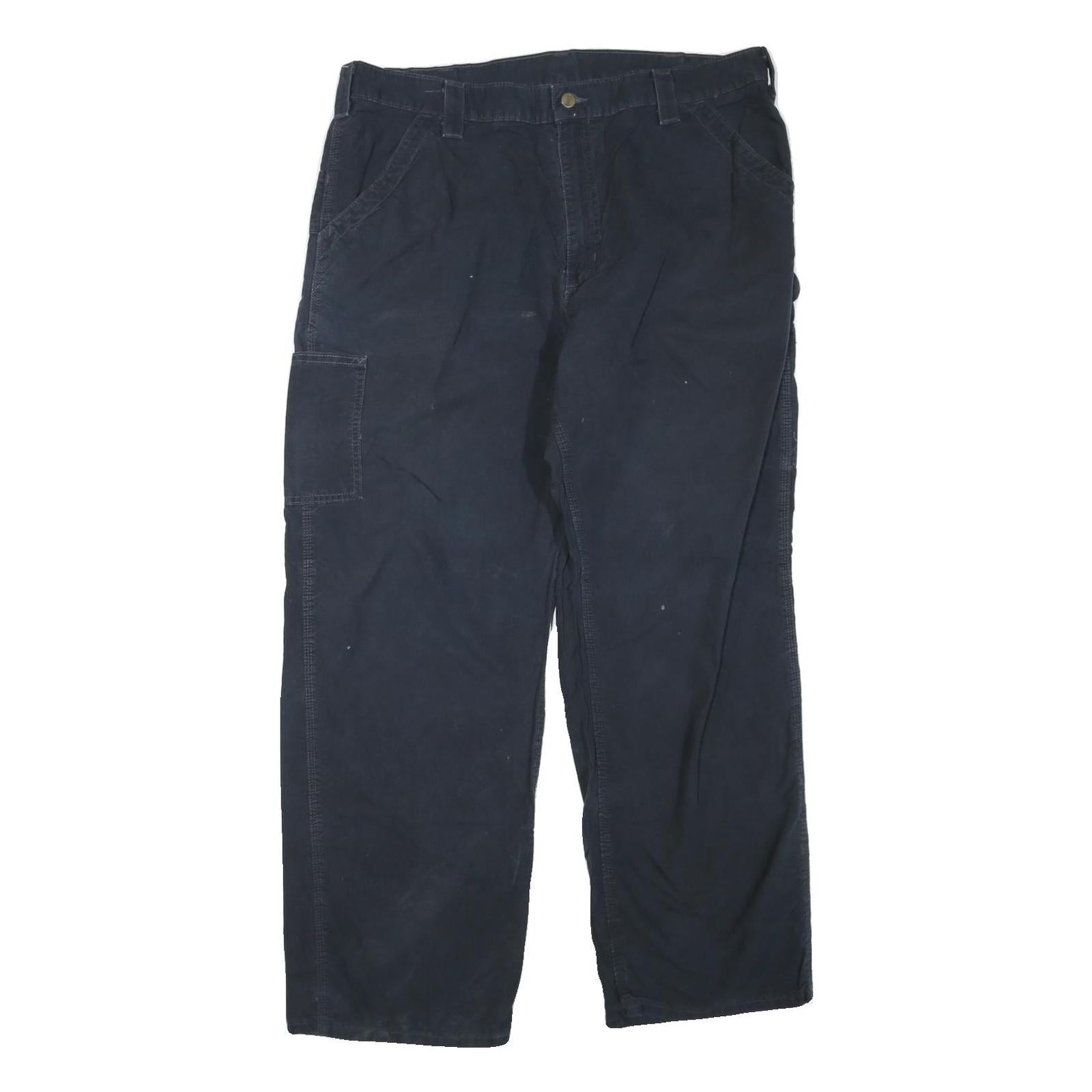 CARHARTT Mens Navy Blue Regular Straight Trousers W40 L32 Cotton Blend Workwear Refurbished - N/A refurbished available on Cerqular