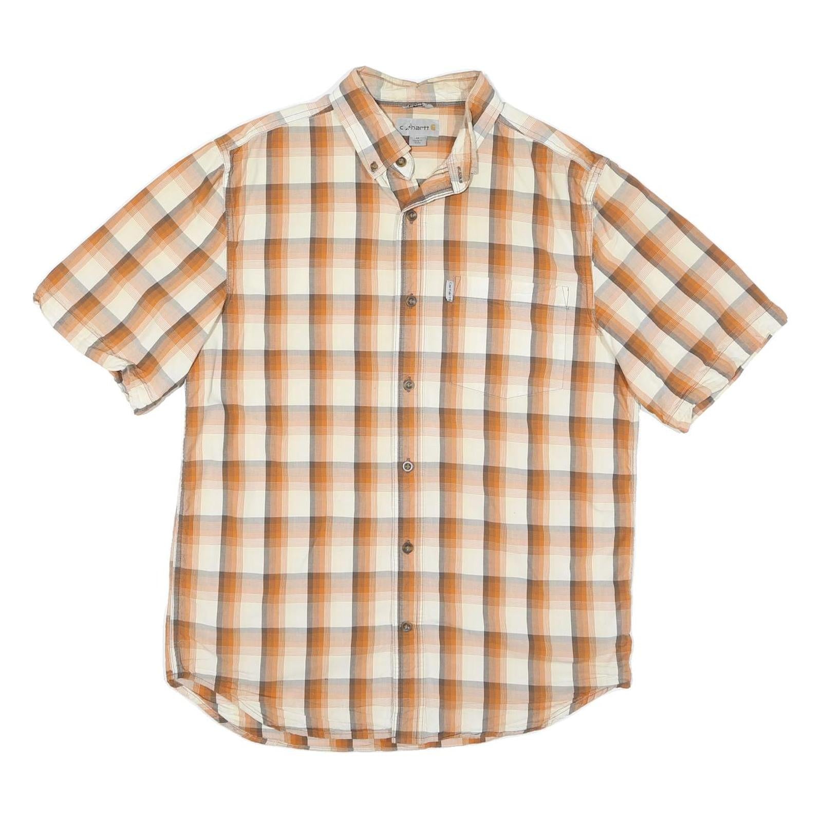 CARHARTT Mens Beige & Orange Check Shirt M Button-Down Collar Summer Casual Refurbished - N/A refurbished available on Cerqular
