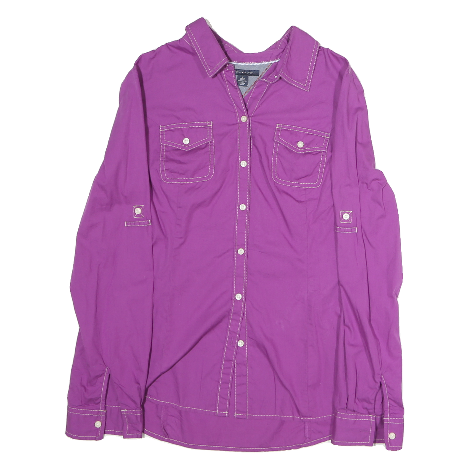 TOMMY HILFIGER Womens Purple Shirt M Cotton Button Pocket Casual Refurbished - N/A refurbished available on Cerqular