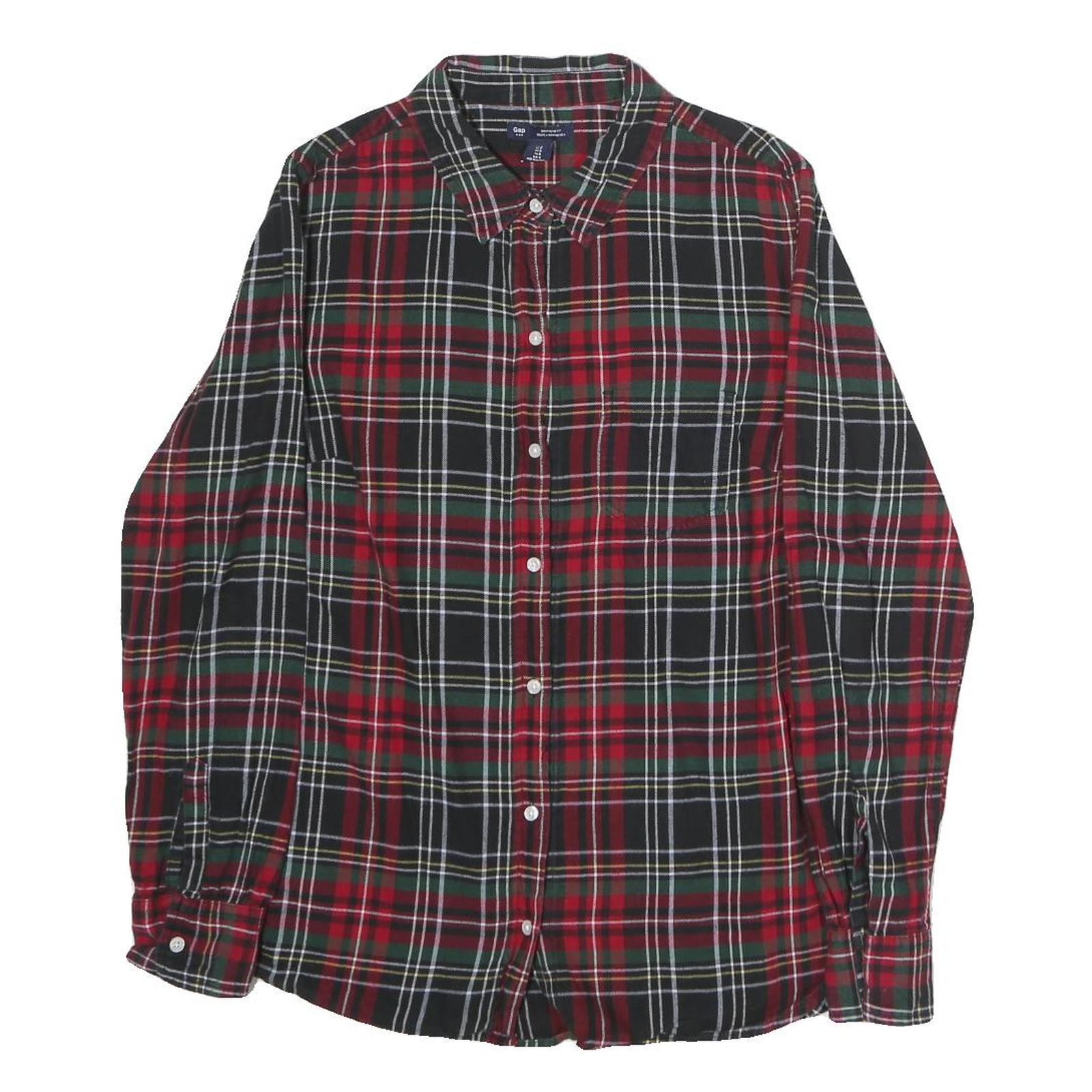 GAP Womens Red & Green Check Shirt S Cotton Long Sleeve Casual Trendy Refurbished - N/A refurbished available on Cerqular