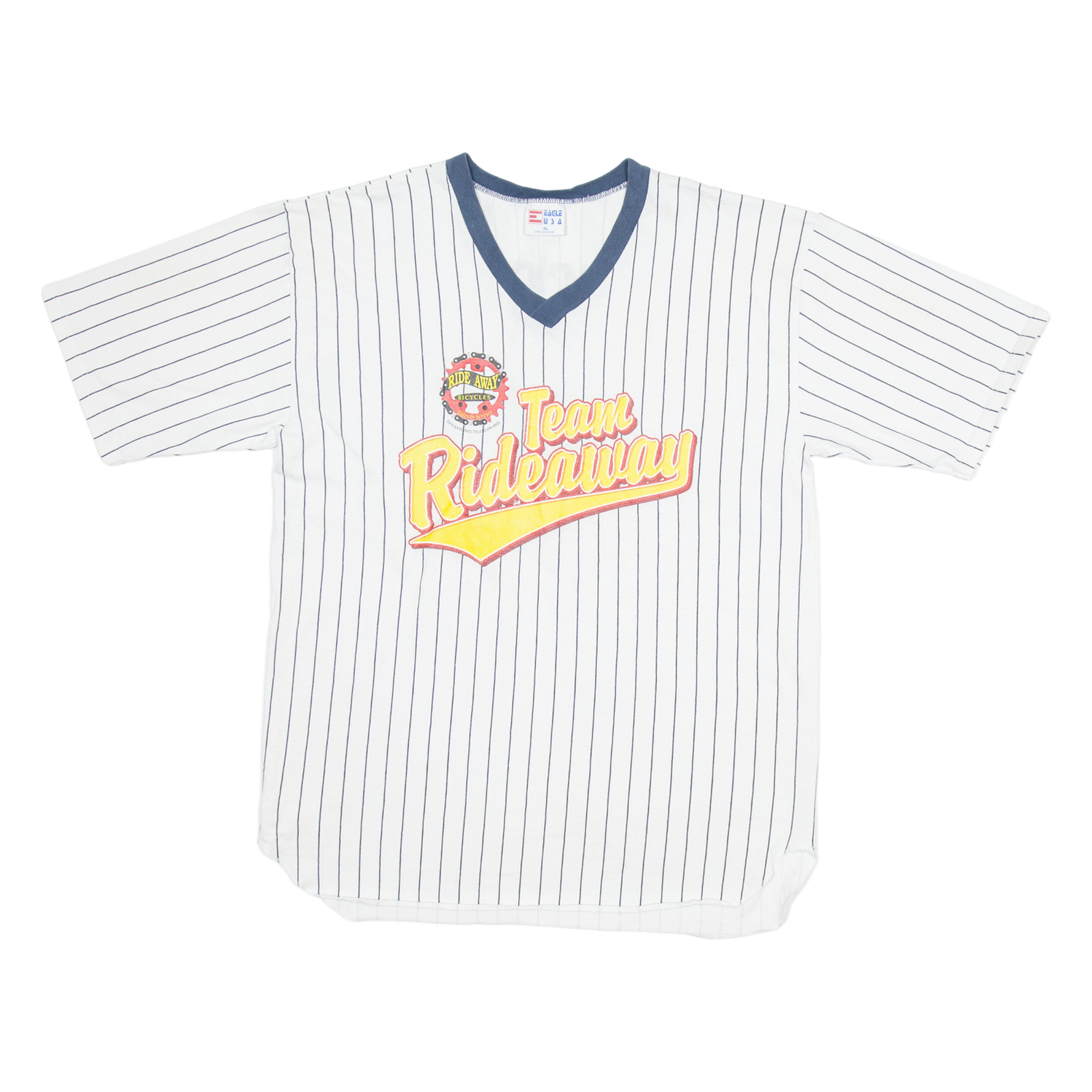 EAGLE USA Team Rideaway Mens T-Shirt White 90s USA V-Neck XL Refurbished - N/A refurbished available on Cerqular