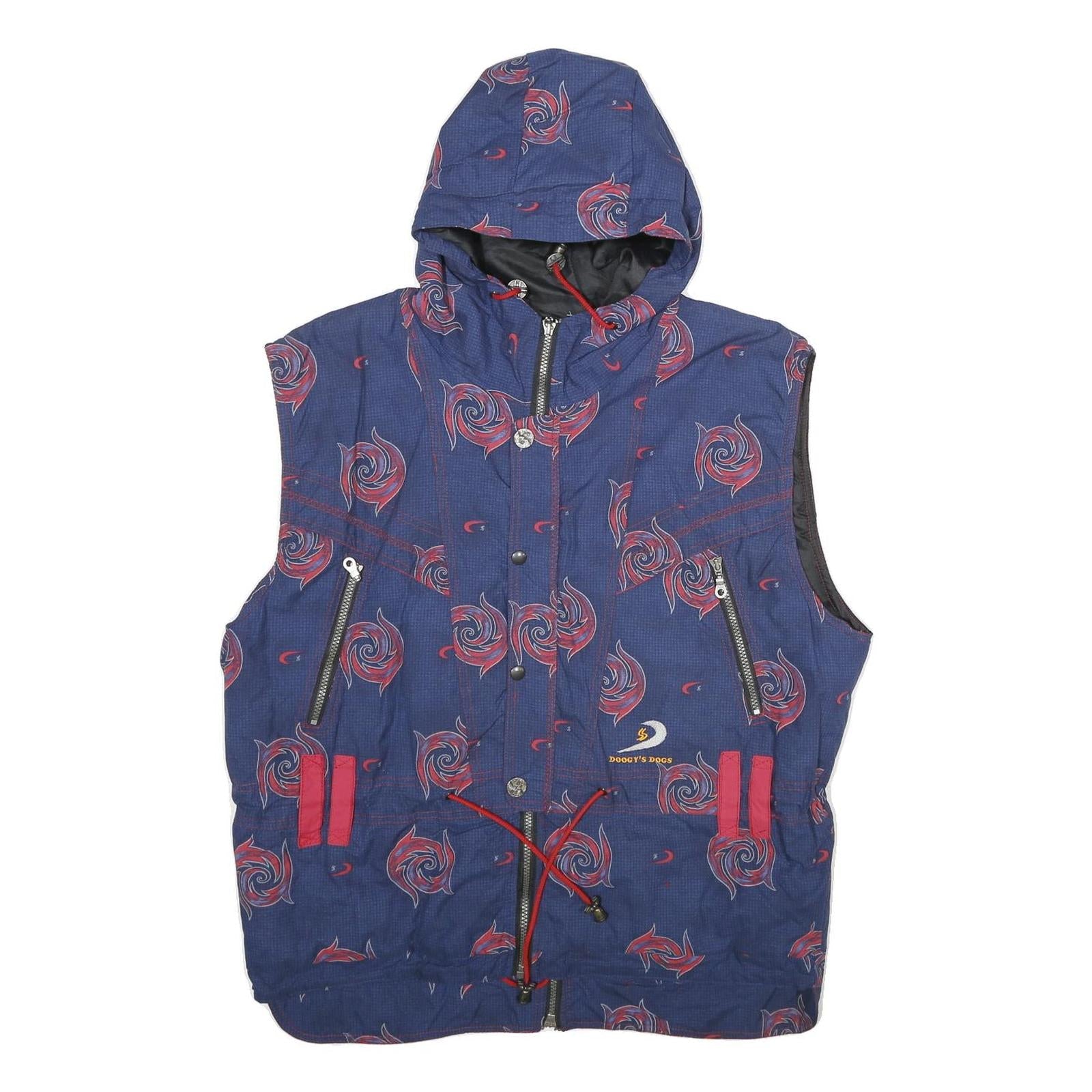 DOGGY'S DOGS Womens Blue Jacket UK 16 Polyester Zip Hooded Swirl Print Refurbished - N/A refurbished available on Cerqular