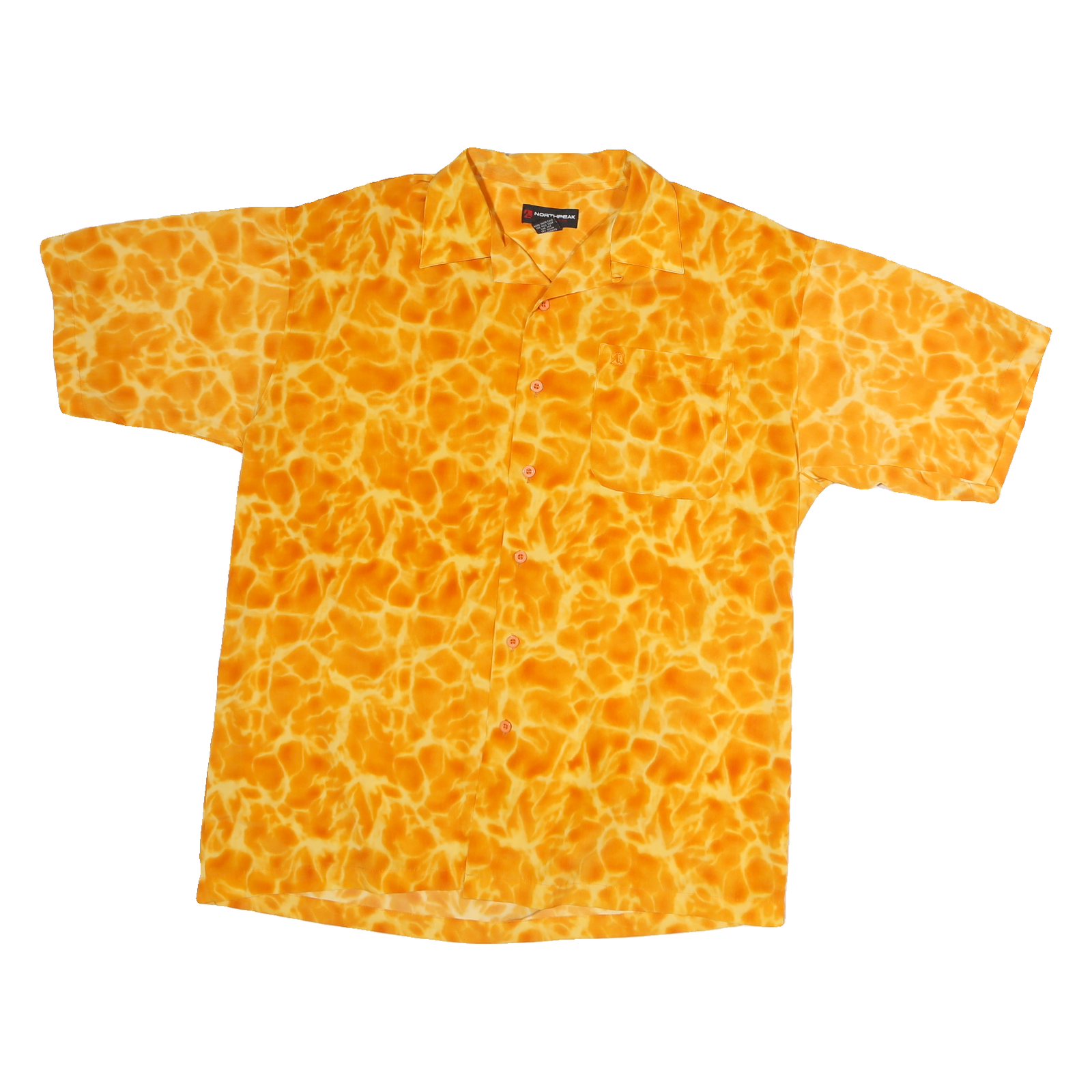 NORTH PEAK Mens Orange Cotton Shirt L Short Sleeve Casual Summer Beachwear Refurbished - N/A refurbished available on Cerqular