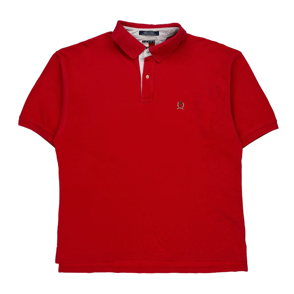 Tommy Hilfiger Polo Shirt - XL Red Cotton Refurbished - Thrifted (note: this is a term often used to describe second- refurbished available on Cerqular