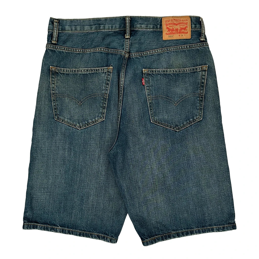 569 Levis Denim Shorts - 35W 11L Blue Cotton Refurbished - Thrifted (note: this is a term often used to describe second- refurbished available on Cerqular
