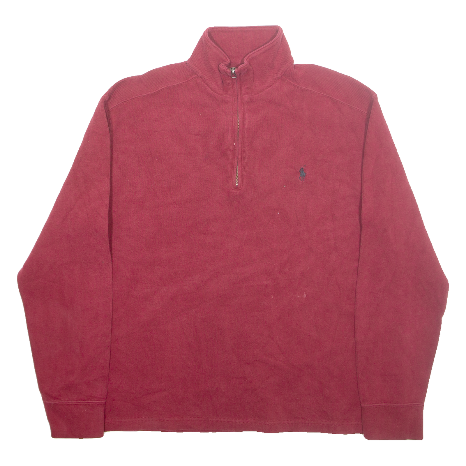 POLO RALPH LAUREN Mens Jumper Red 1/4 Zip Tight Knit M Refurbished - N/A refurbished available on Cerqular