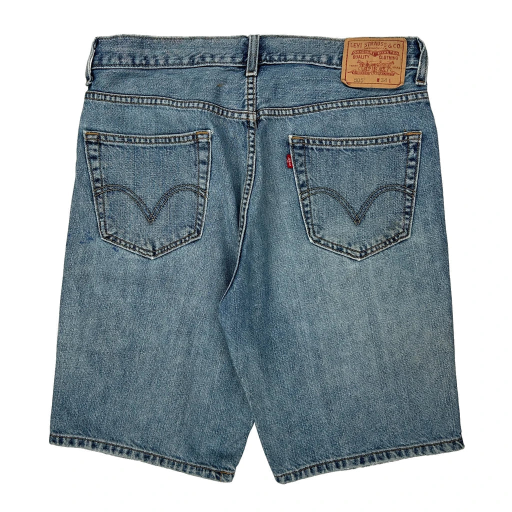 Levis Denim Shorts - 34W 10L Blue Cotton Refurbished - Thrifted (note: this is a term often used to describe second- refurbished available on Cerqular