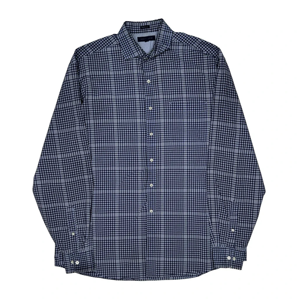 Tommy Hilfiger Checked Shirt - XL Blue Cotton Refurbished - Thrifted (note: this is a term often used to describe second- refurbished available on Cerqular