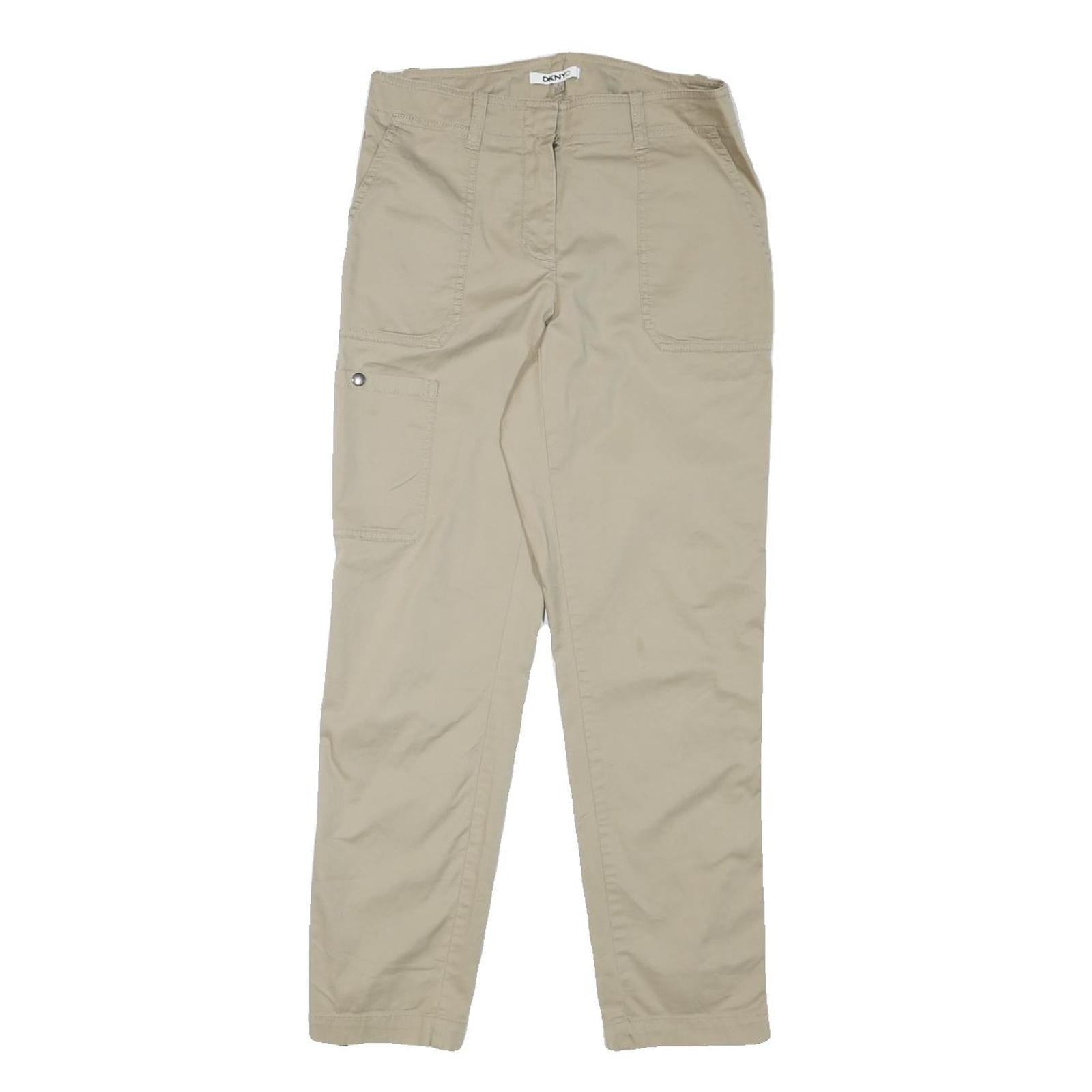 DKNY Womens Cotton Blend Beige Regular Straight Trousers W30 L27 Zip Closure Refurbished - N/A refurbished available on Cerqular