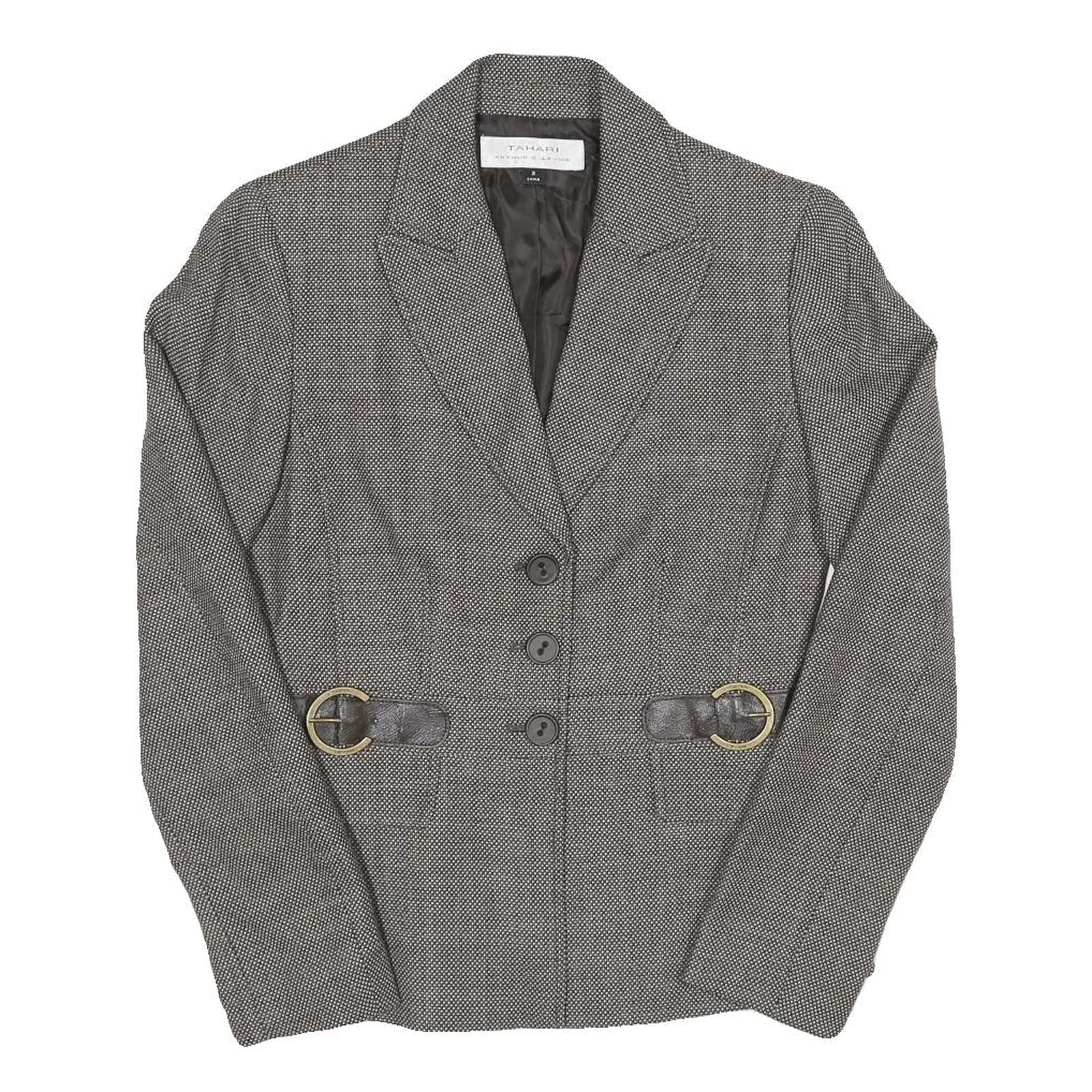Womens Grey Cotton Blend Plain Tailored Jacket S Button Closure Classic Fit Refurbished - N/A refurbished available on Cerqular