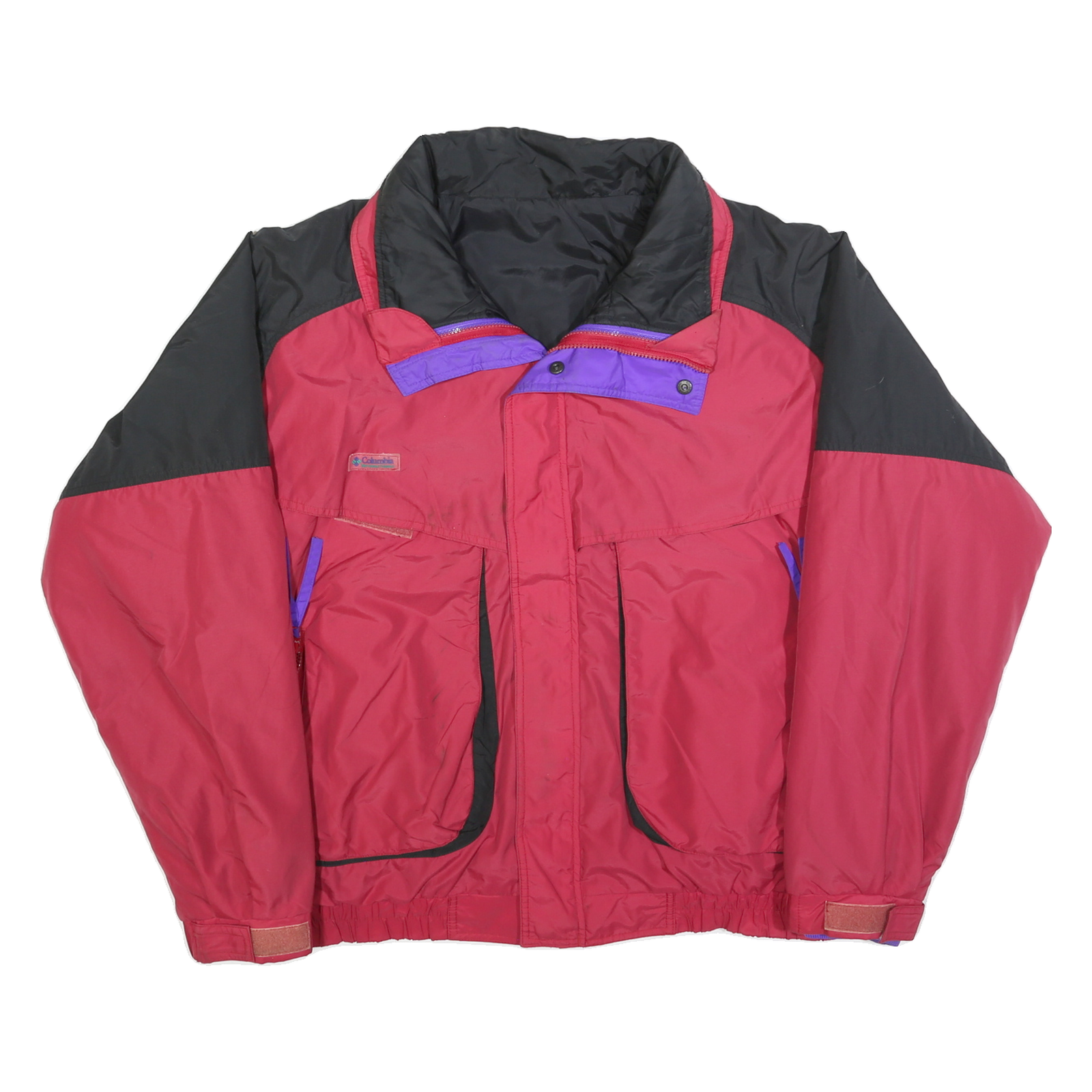 COLUMBIA Mens Red & Black Polyester Outerwear Jacket XL Zip Plain Casual Refurbished - N/A refurbished available on Cerqular