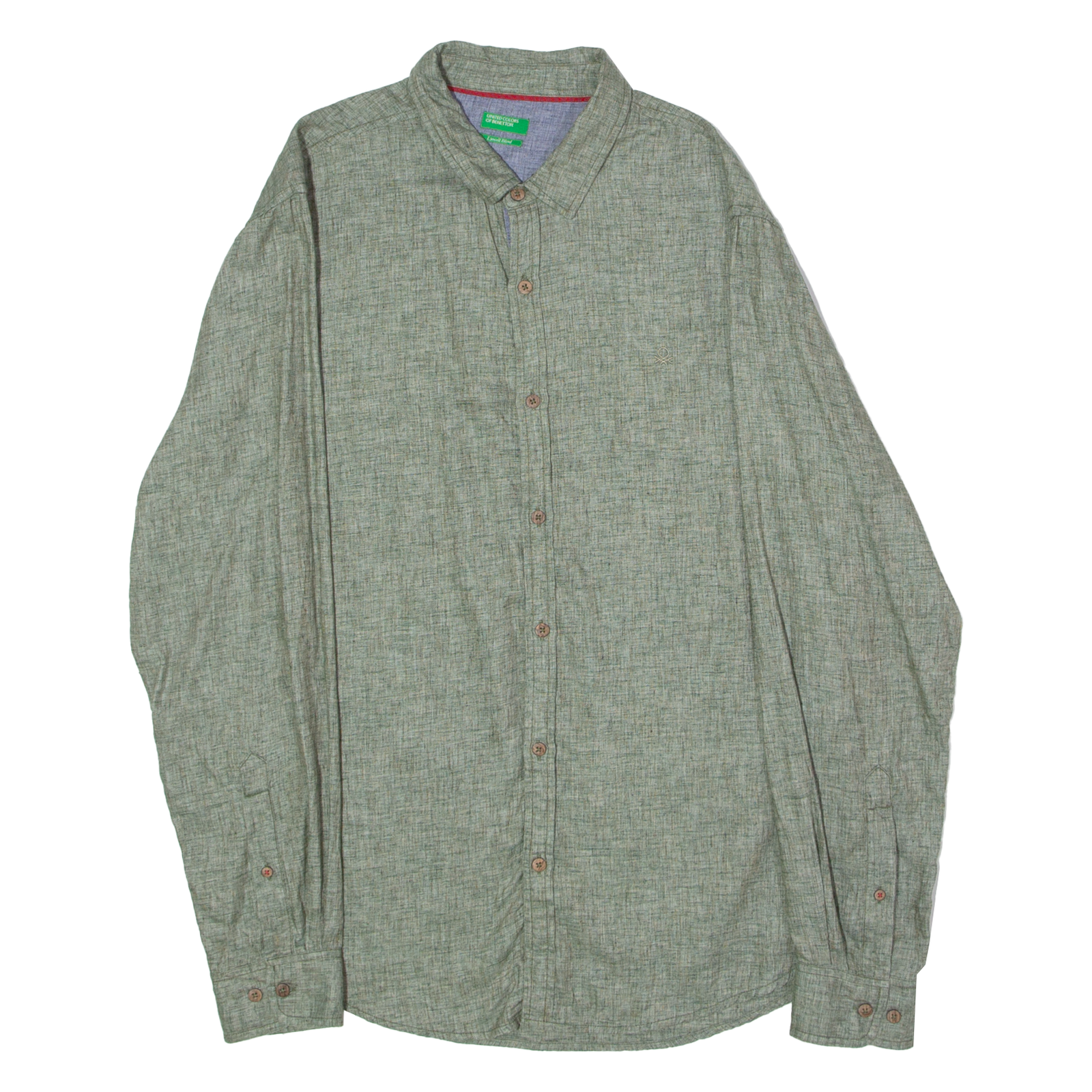 BENETTON Mens Plain Shirt Green Long Sleeve L Refurbished - N/A refurbished available on Cerqular