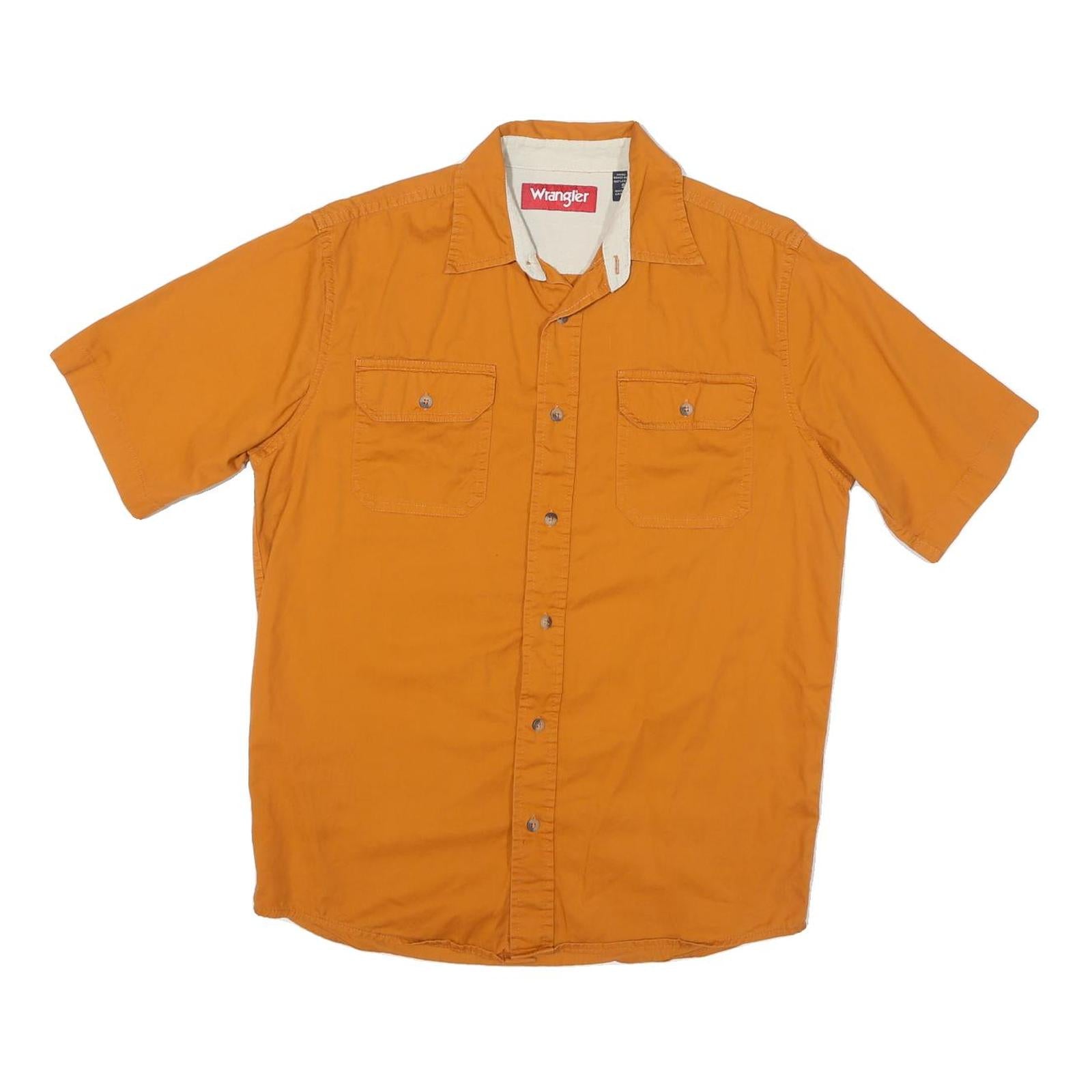 WRANGLER Mens Orange Short Sleeve Shirt S Cotton Blend Casual Button Front Refurbished - N/A refurbished available on Cerqular