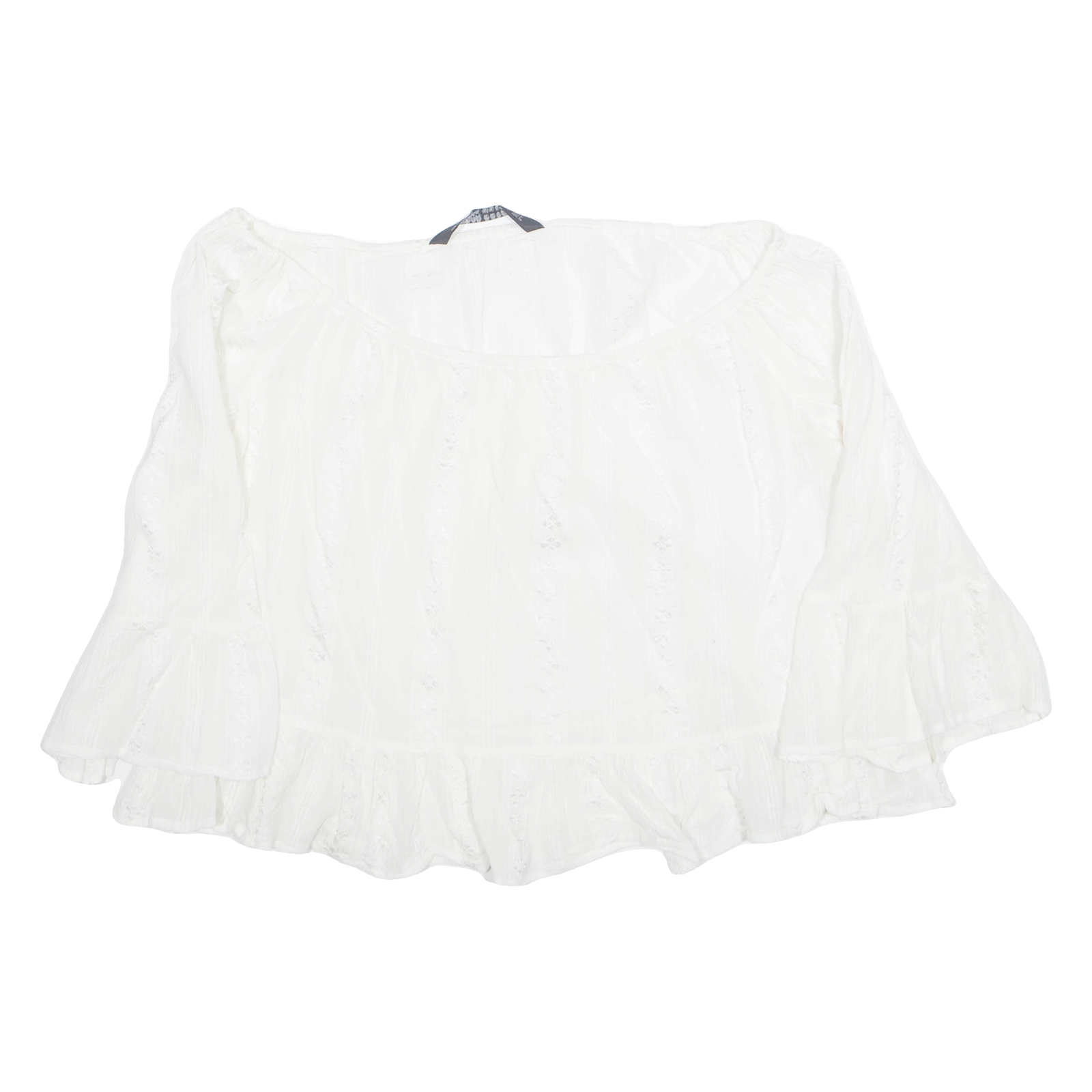 ZARA Womens Cropped Blouse White Long Sleeve L Refurbished - N/A refurbished available on Cerqular