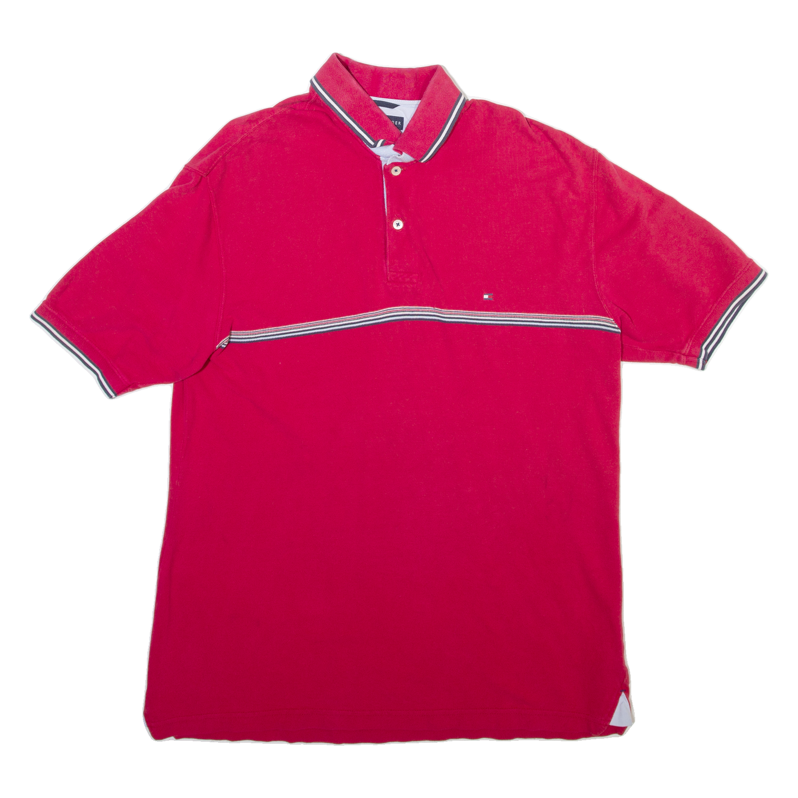 TOMMY HILFIGER Mens Polo Shirt Red Striped XL Refurbished - N/A refurbished available on Cerqular