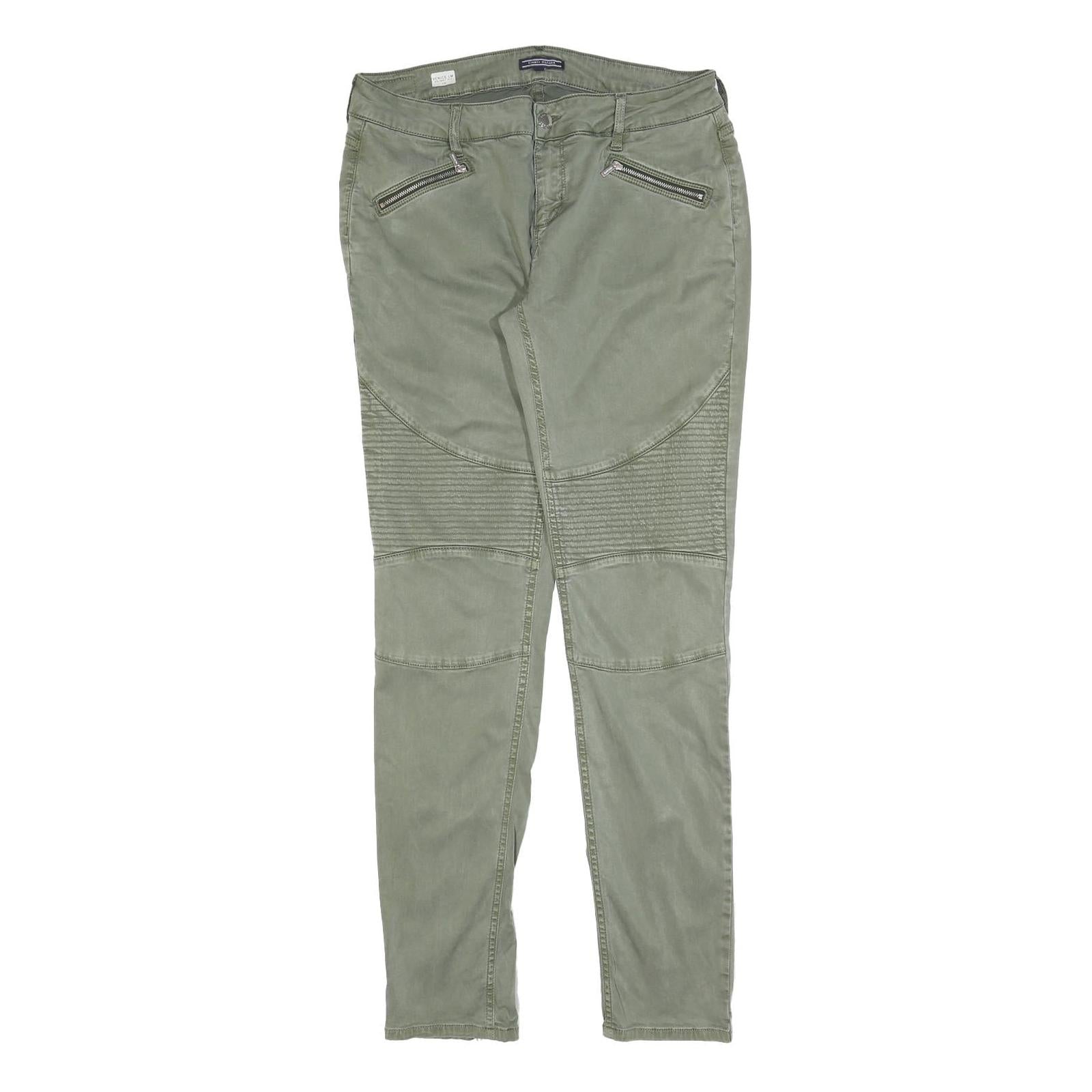 TOMMY HILFIGER Womens Cotton Blend Slim Green Trousers W32 L32 Zip Pockets Refurbished - N/A refurbished available on Cerqular