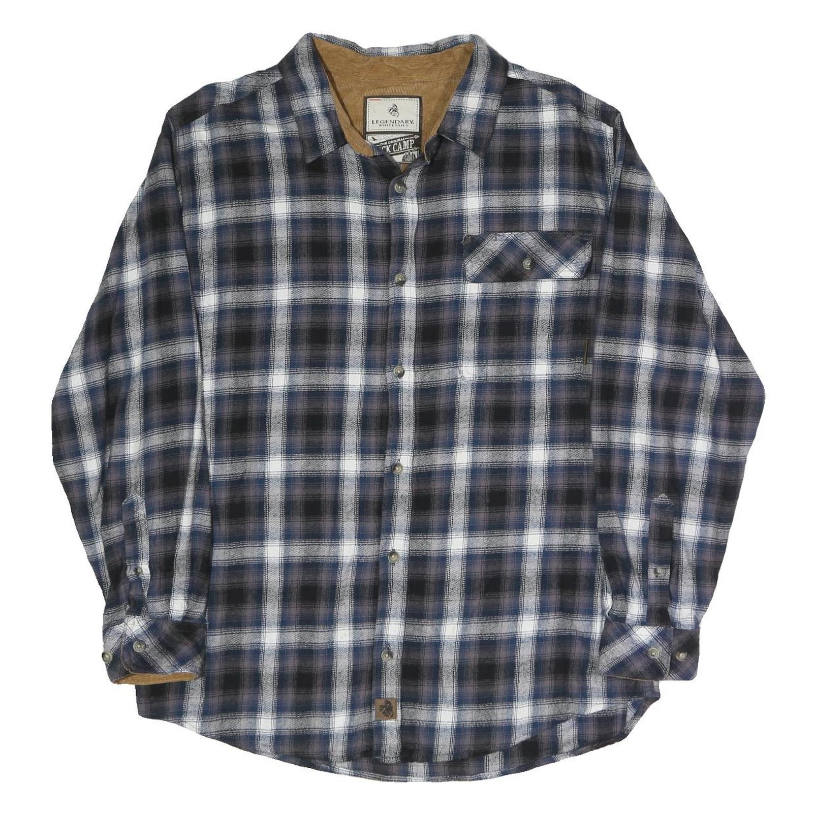 BUCK CAMP Mens Blue Black & White Checked Long Sleeve Shirt L Casual Cotton Refurbished - N/A refurbished available on Cerqular