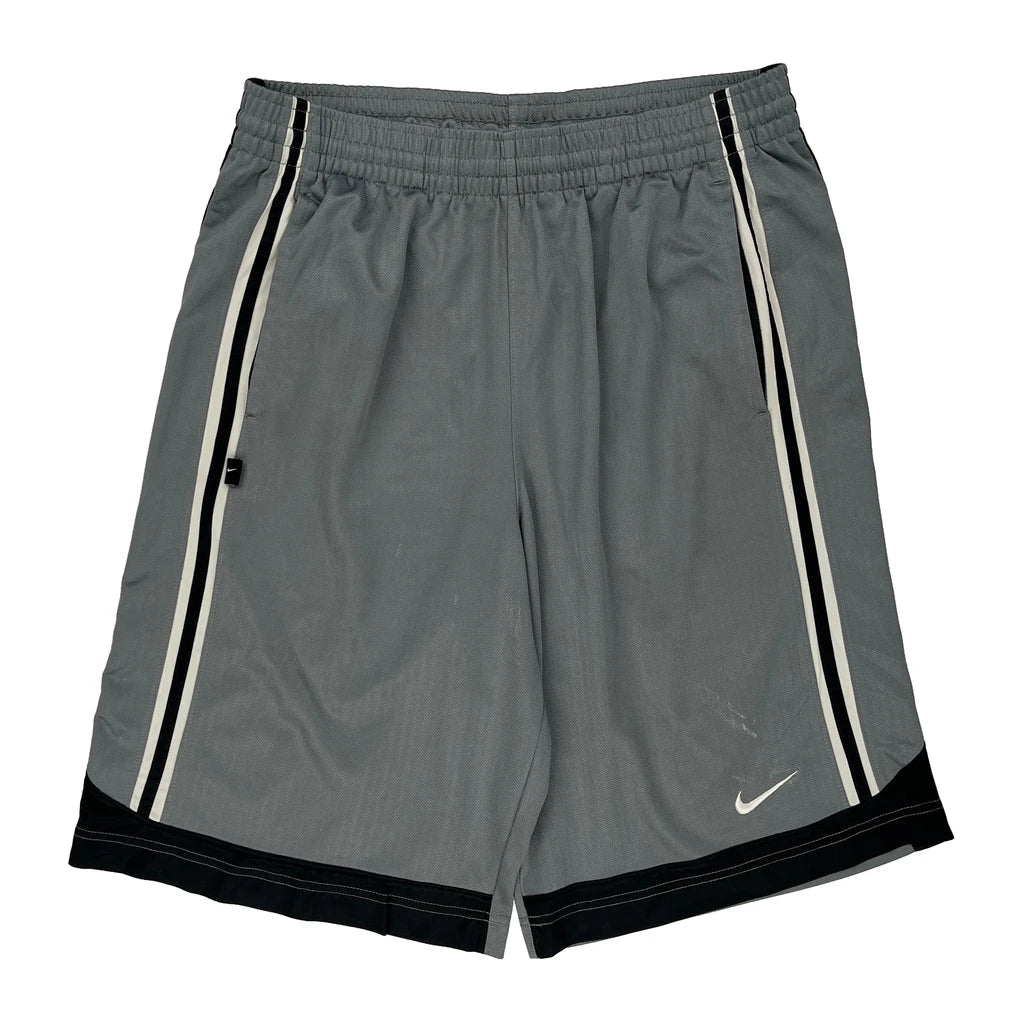 Nike Sport Shorts - Medium Grey Polyester Refurbished - Thrifted (note: this is a term often used to describe second- refurbished available on Cerqular