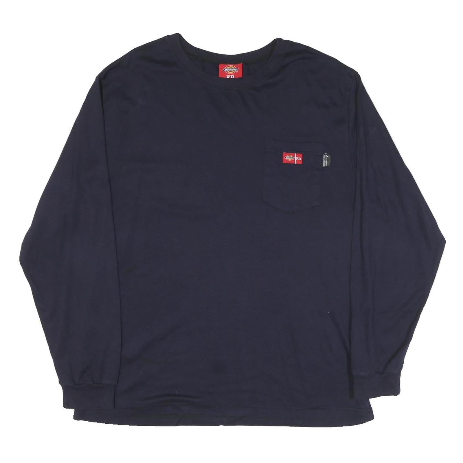 DICKIES Mens Navy Blue Long Sleeve Crew Neck T-Shirt XL Cotton Blend Workwear Refurbished - N/A refurbished available on Cerqular