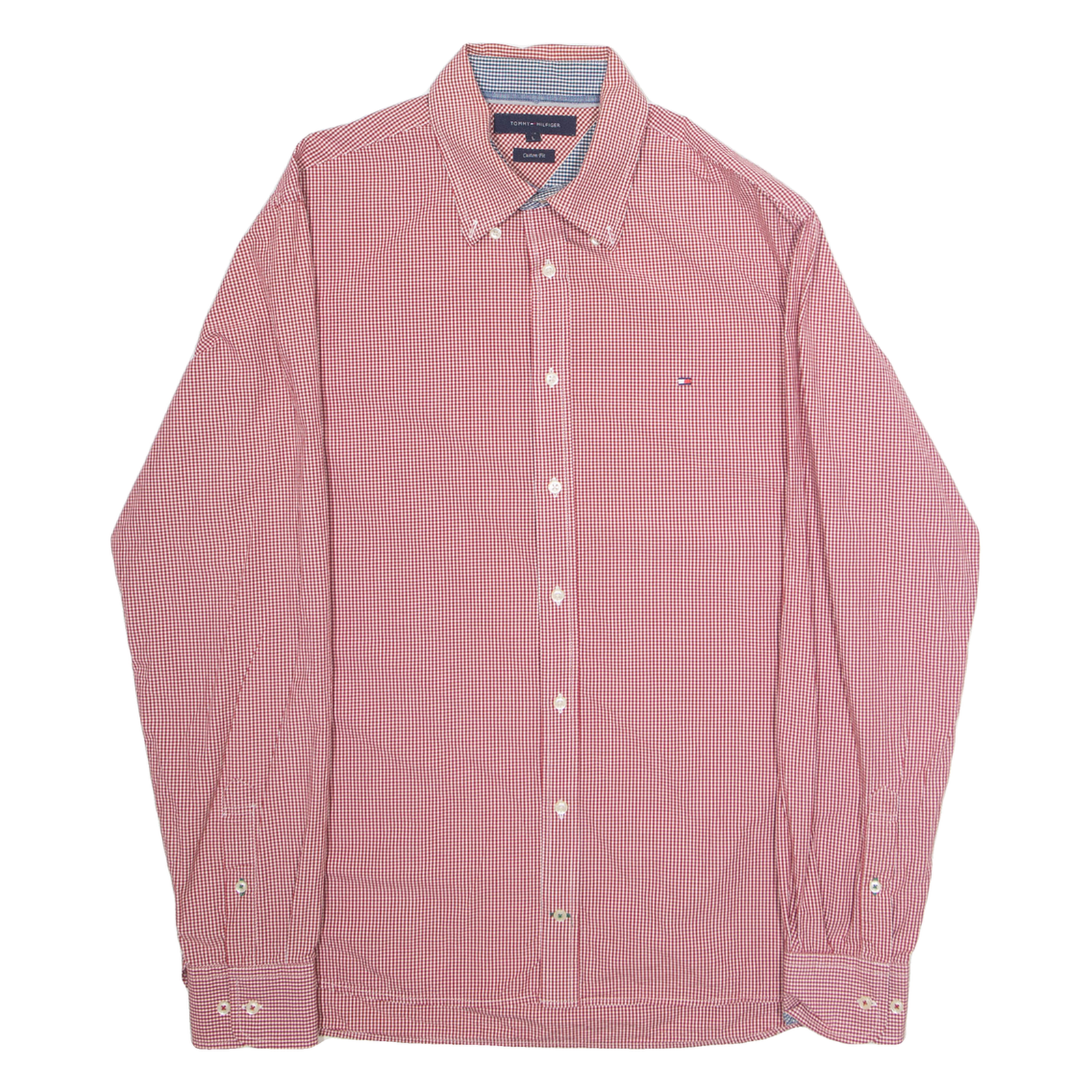 TOMMY HILFIGER Custom Fit Mens Shirt Red Gingham Long Sleeve L Refurbished - N/A refurbished available on Cerqular