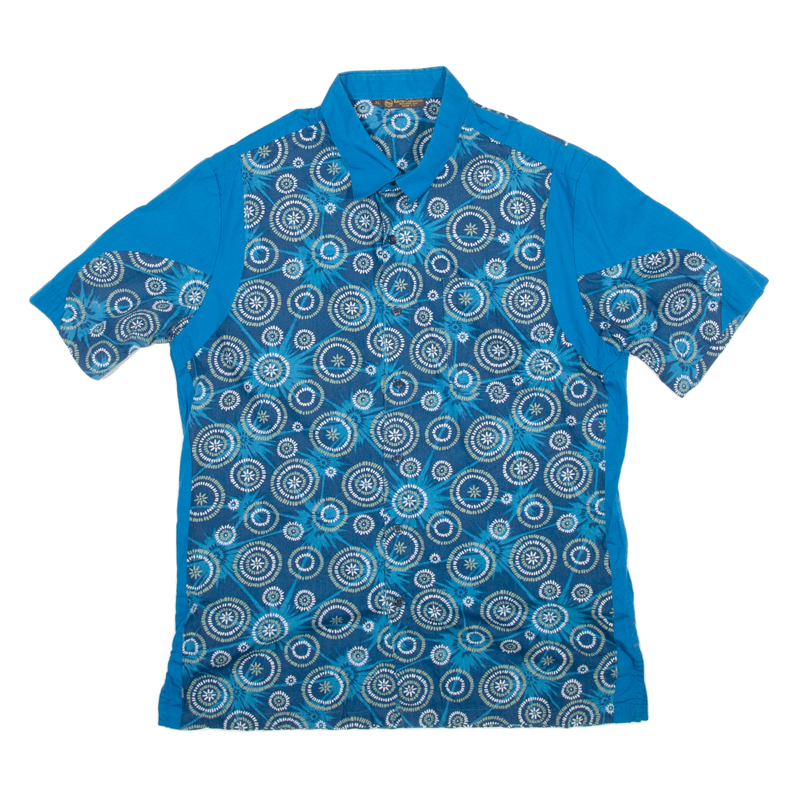 KERIS COLLECTION Slim Fit Mens Shirt Blue Crazy Pattern XL Refurbished - N/A refurbished available on Cerqular