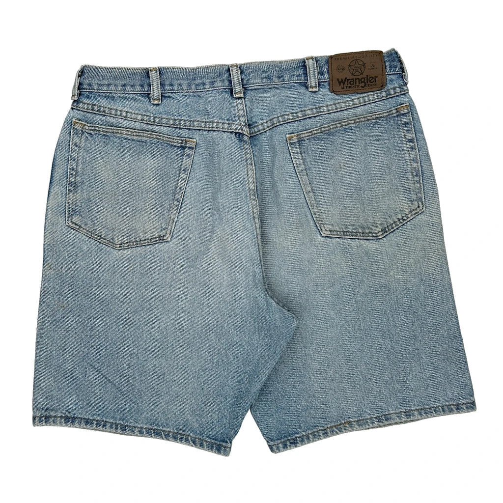Wrangler Denim Shorts - 34W 9L Light Wash Denim Refurbished - Thrifted (note: this is a term often used to describe second- refurbished available on Cerqular
