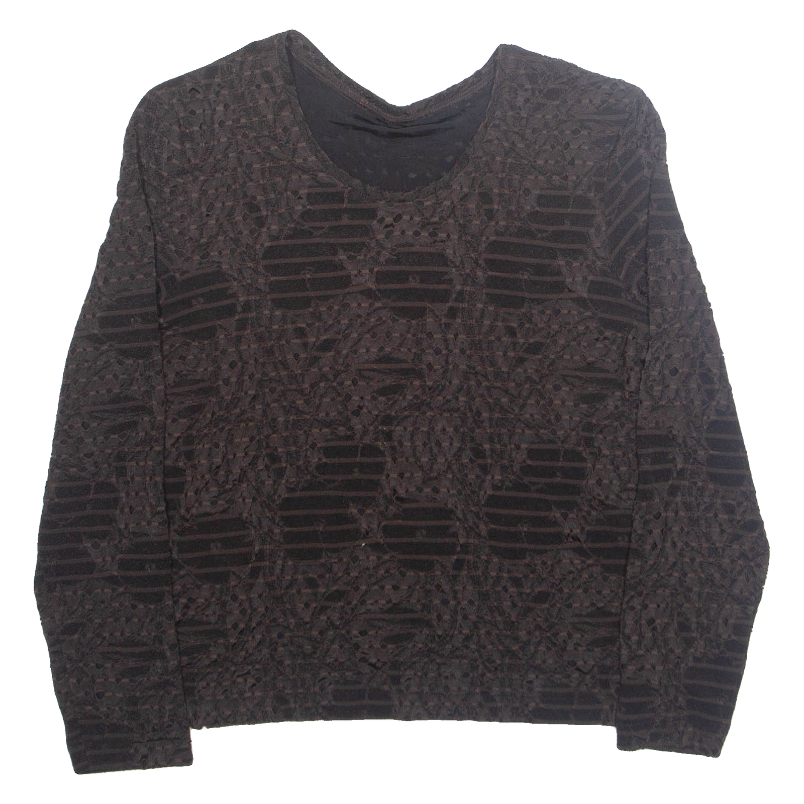 Womens Blouse Brown Long Sleeve 90s Crazy Pattern M Refurbished - N/A refurbished available on Cerqular
